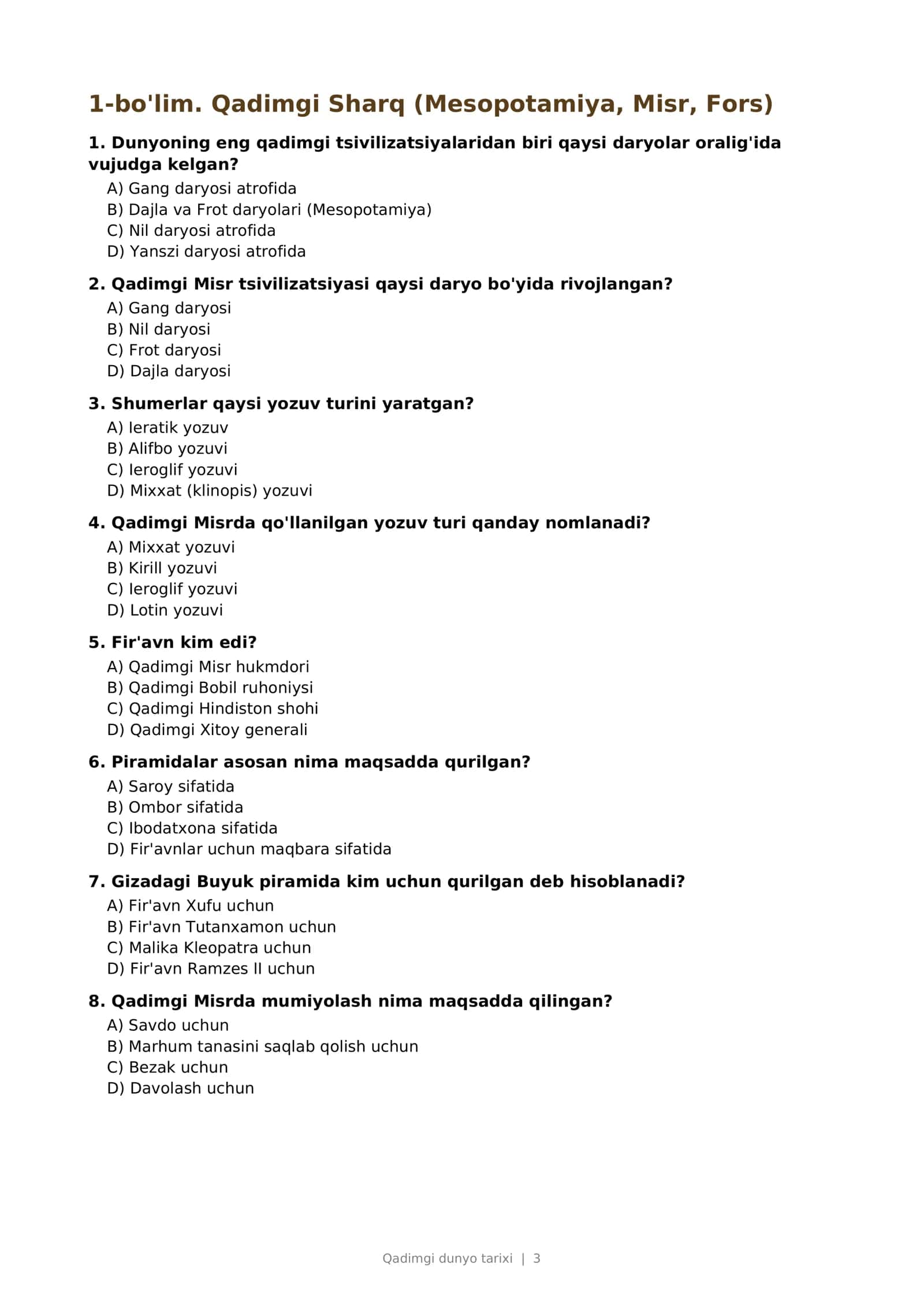Tarix Qadimgi dunyo tarixi 3