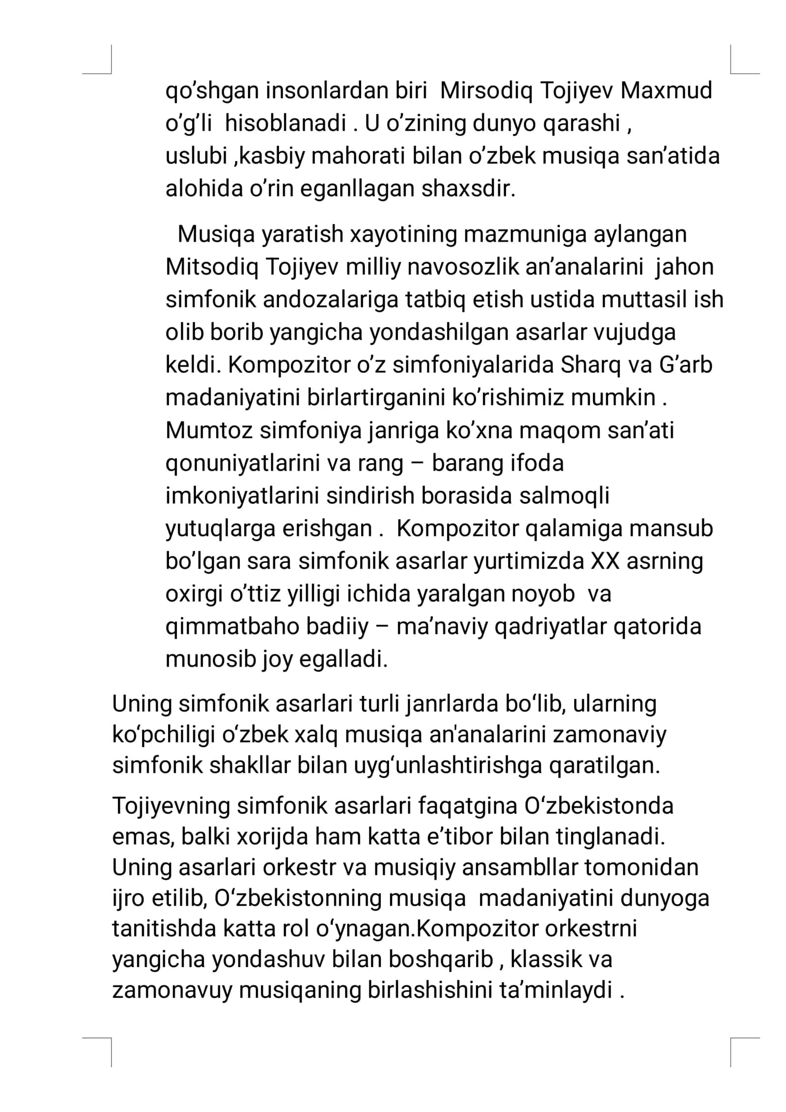 Mirsodiq Tojiyev va uning simfonik ijodi 3