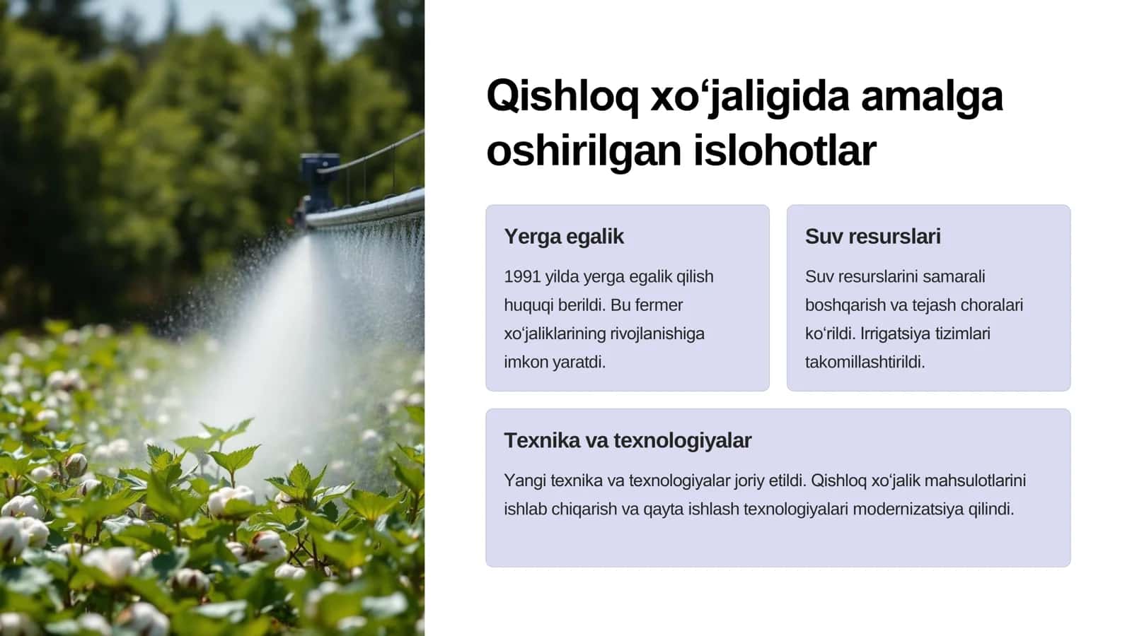 Qishloq xo‘jaligi va sanoat sohasidagi oʻzgarishlar 3
