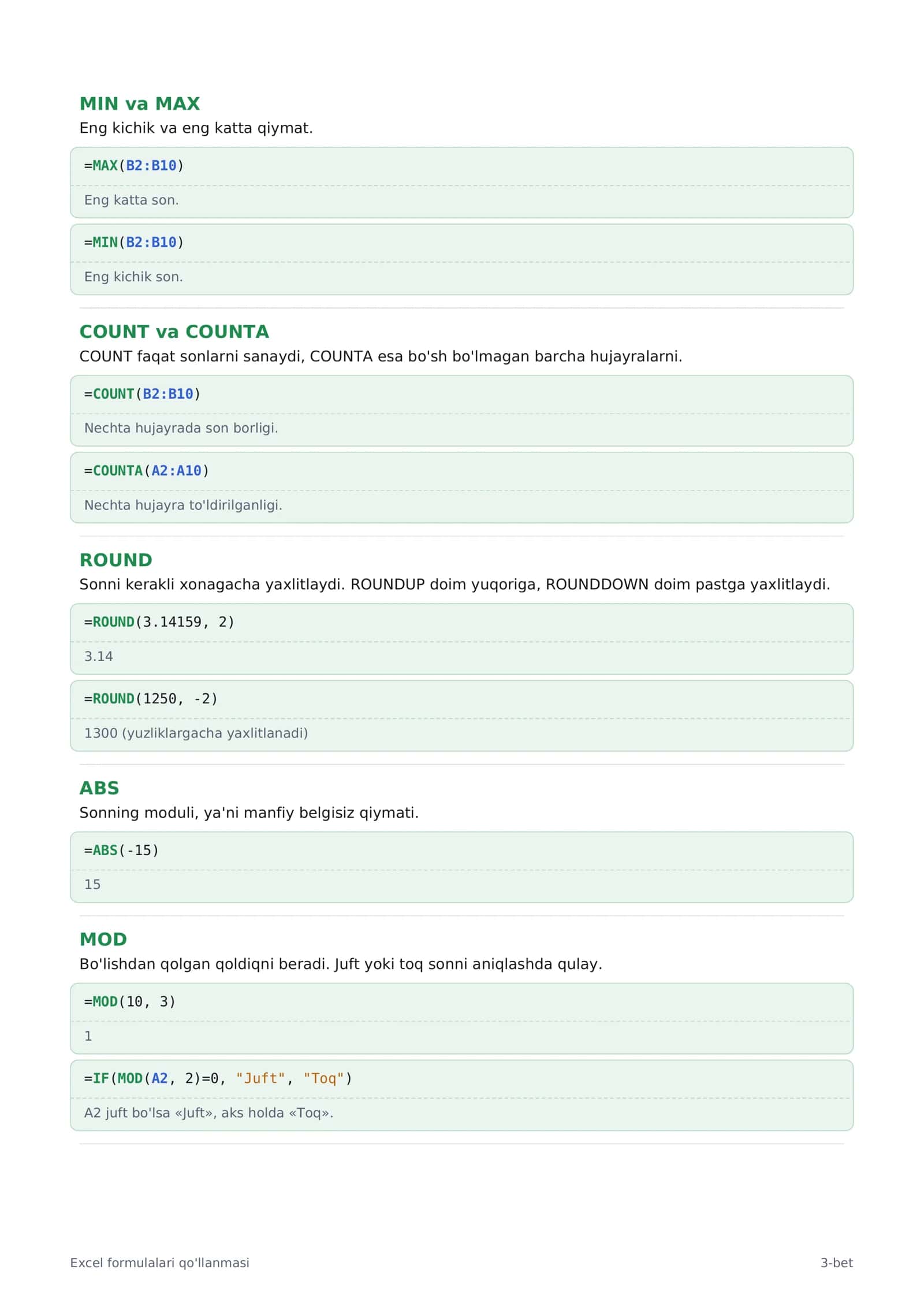 Excel formulalar va funksiyalar amaliy qo'llanma 3