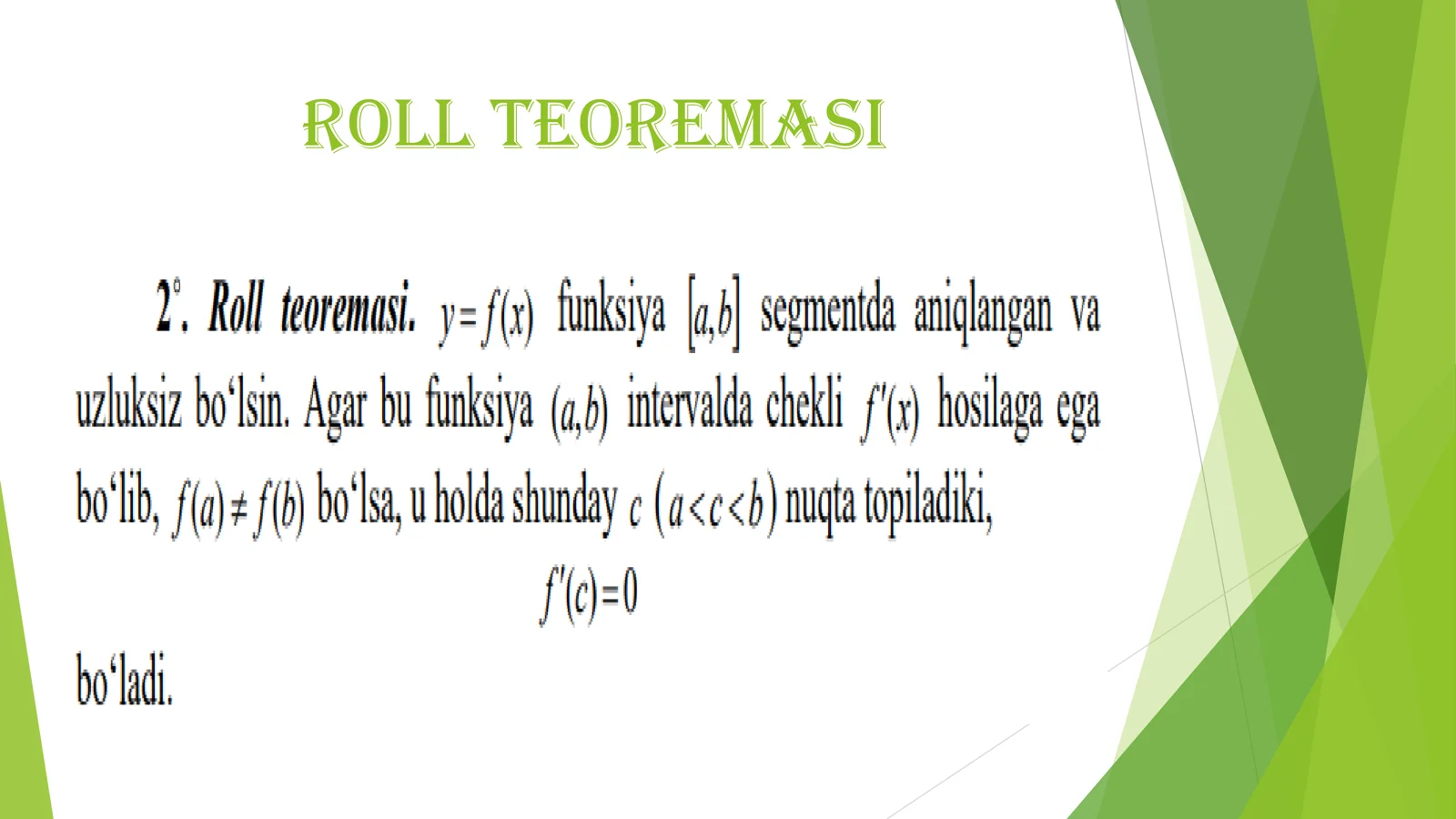 Differensial hisobning asosiy teoremalari 3