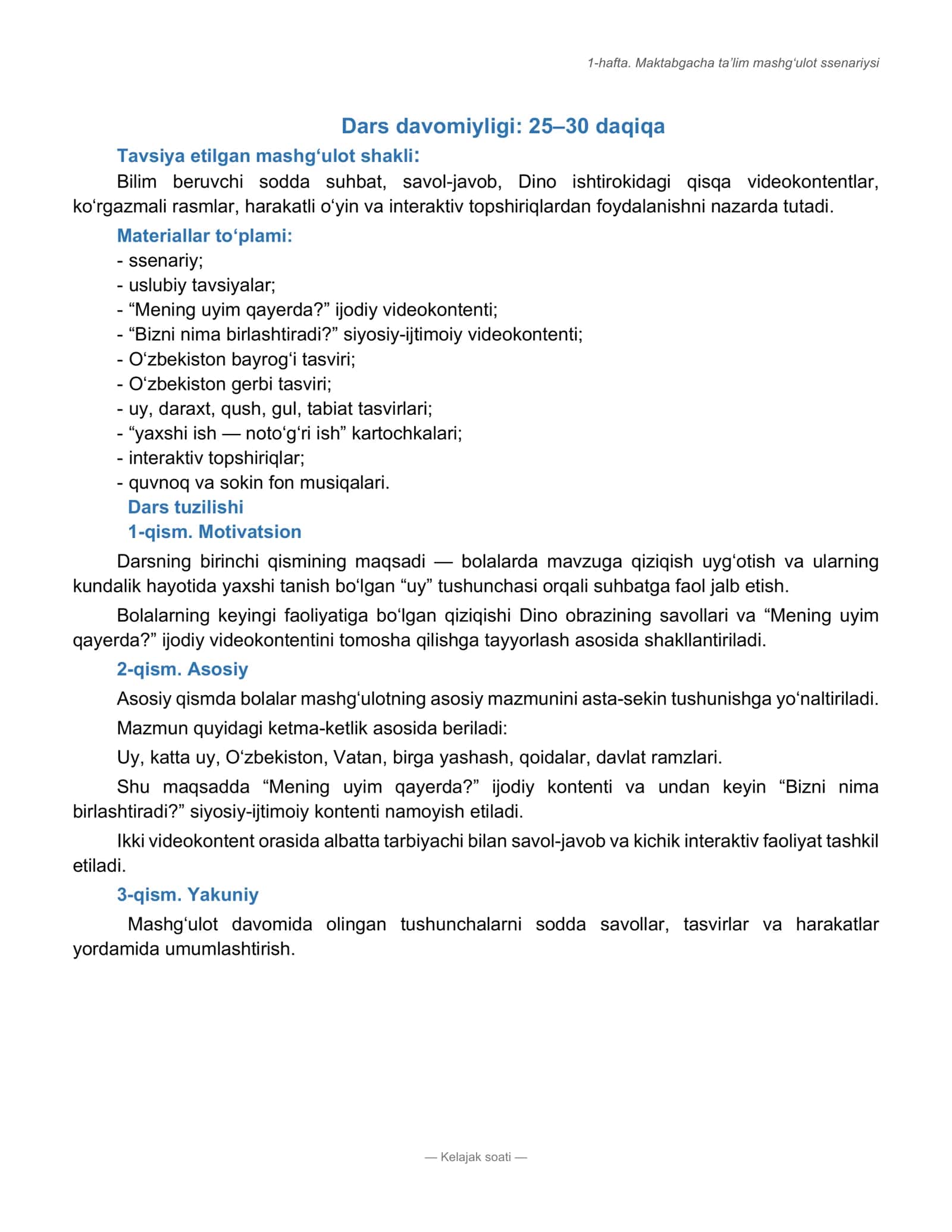1-hafta. Maktabgacha ta’lim mashg‘ulot ssenariysi 3