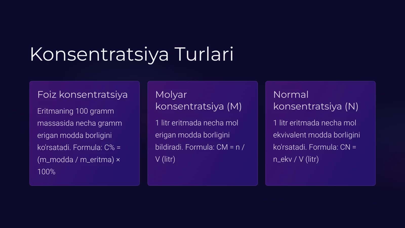 Eritmalar Konsentratsiyasi 3