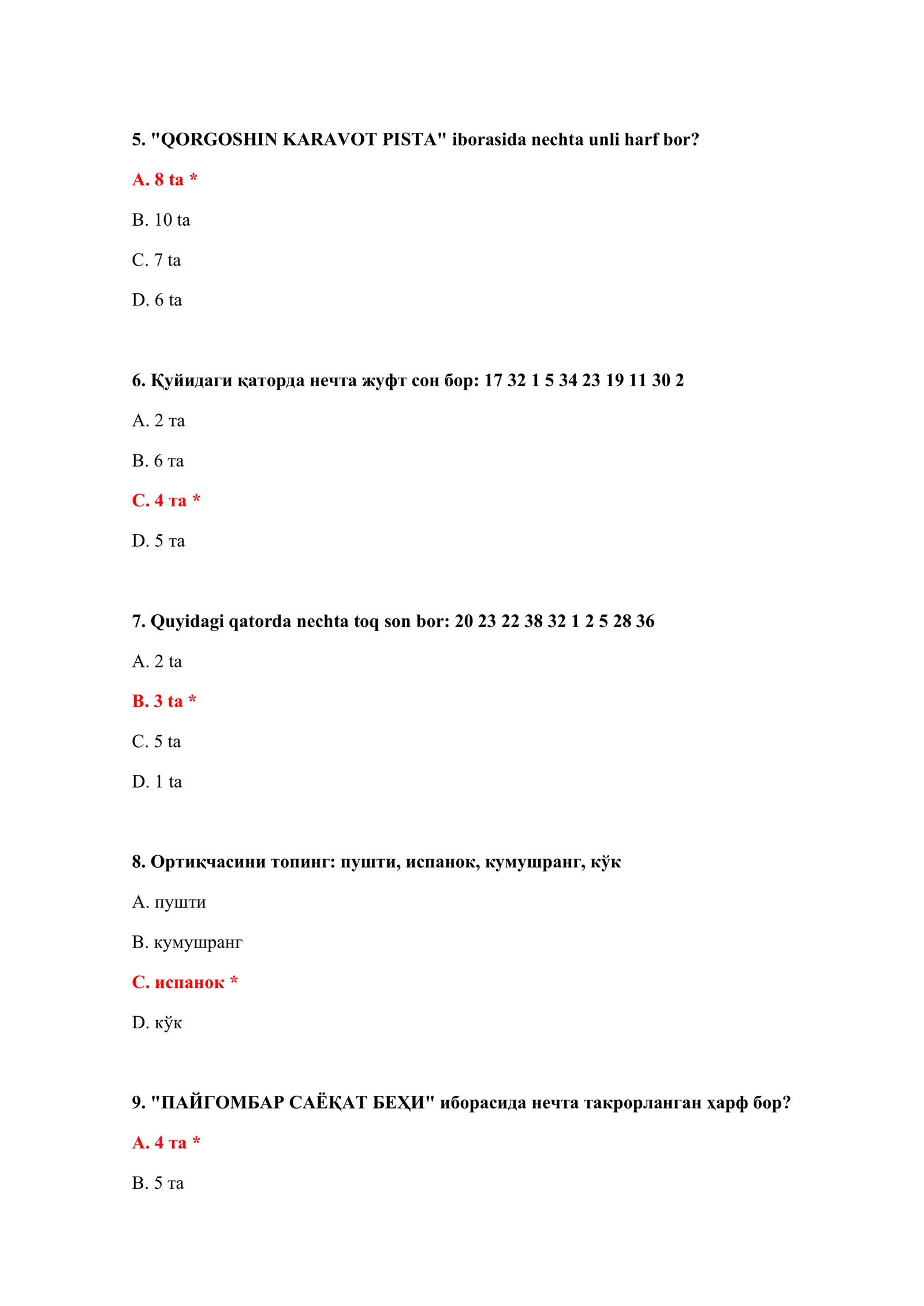 KIRISH PSIXOLOGIK SAVOLLAR TESTI 3