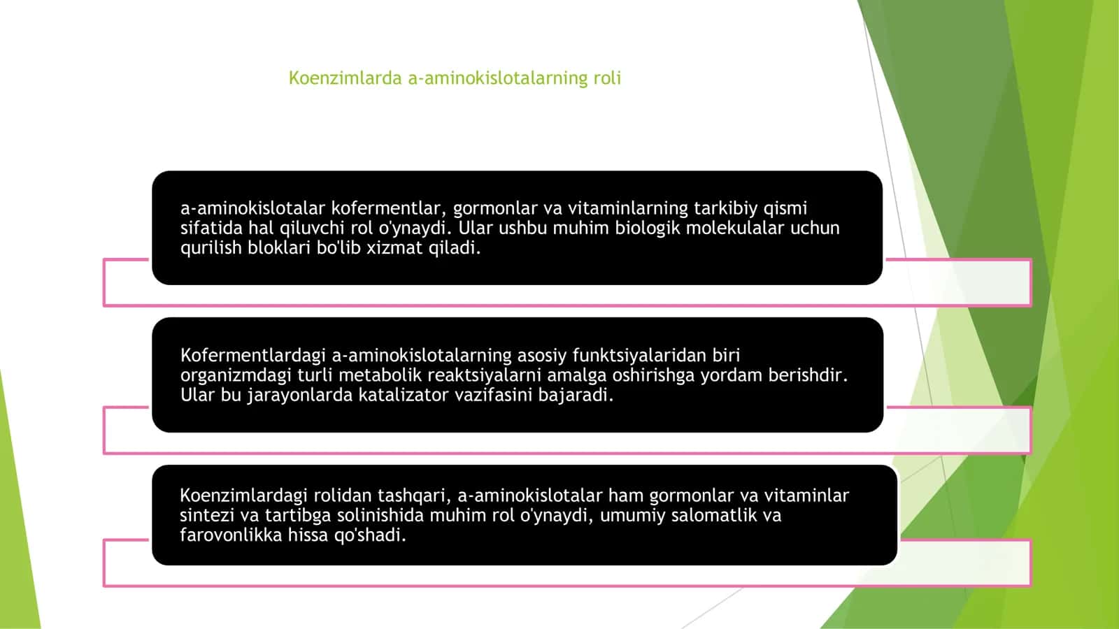 α-Aminokislotalar – kofermentlar, gormonlar va vitaminlarning tarkibiy qismi sifatida 3