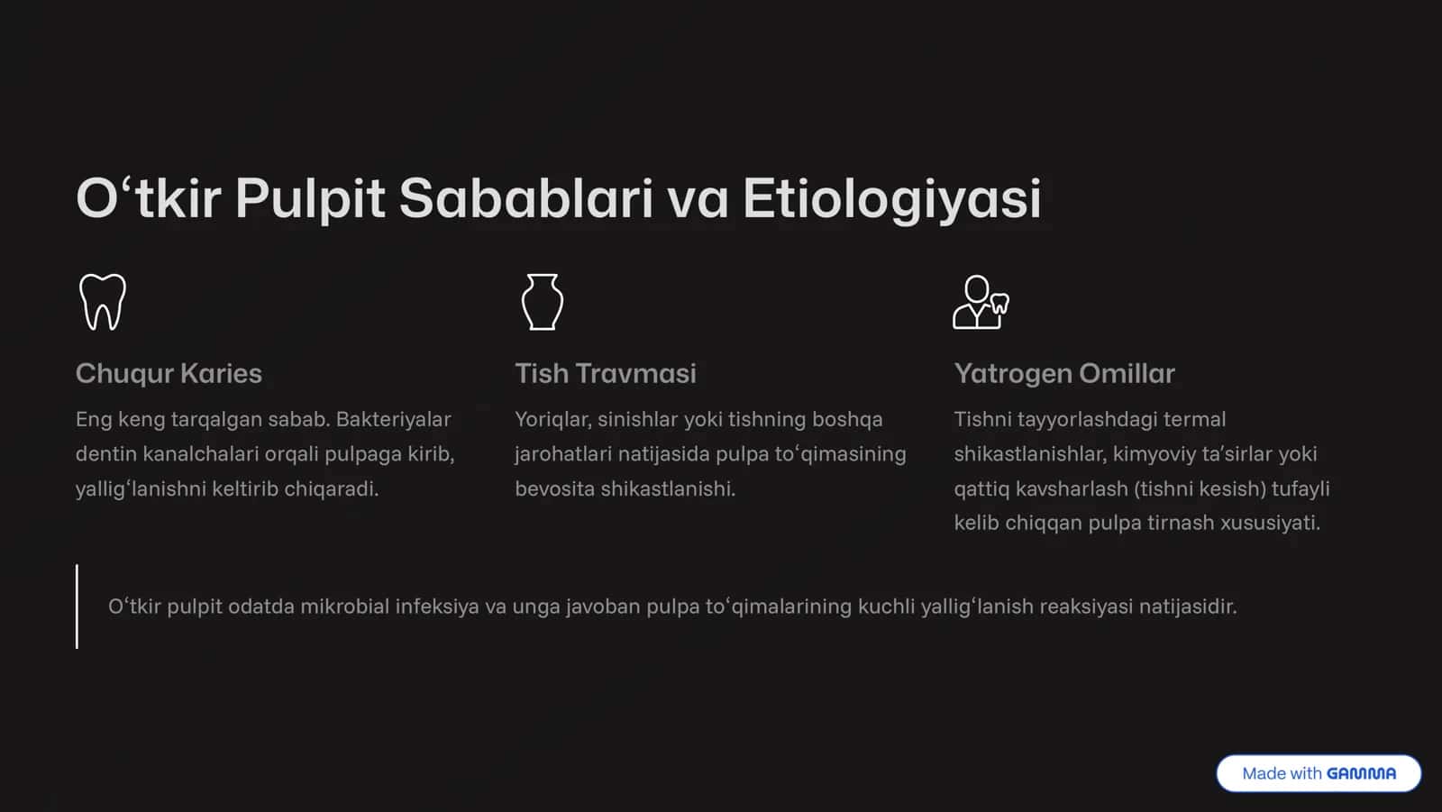 O'tkir Pulpitning Patologik Anatomiyasi va Fiziologiyasi 3
