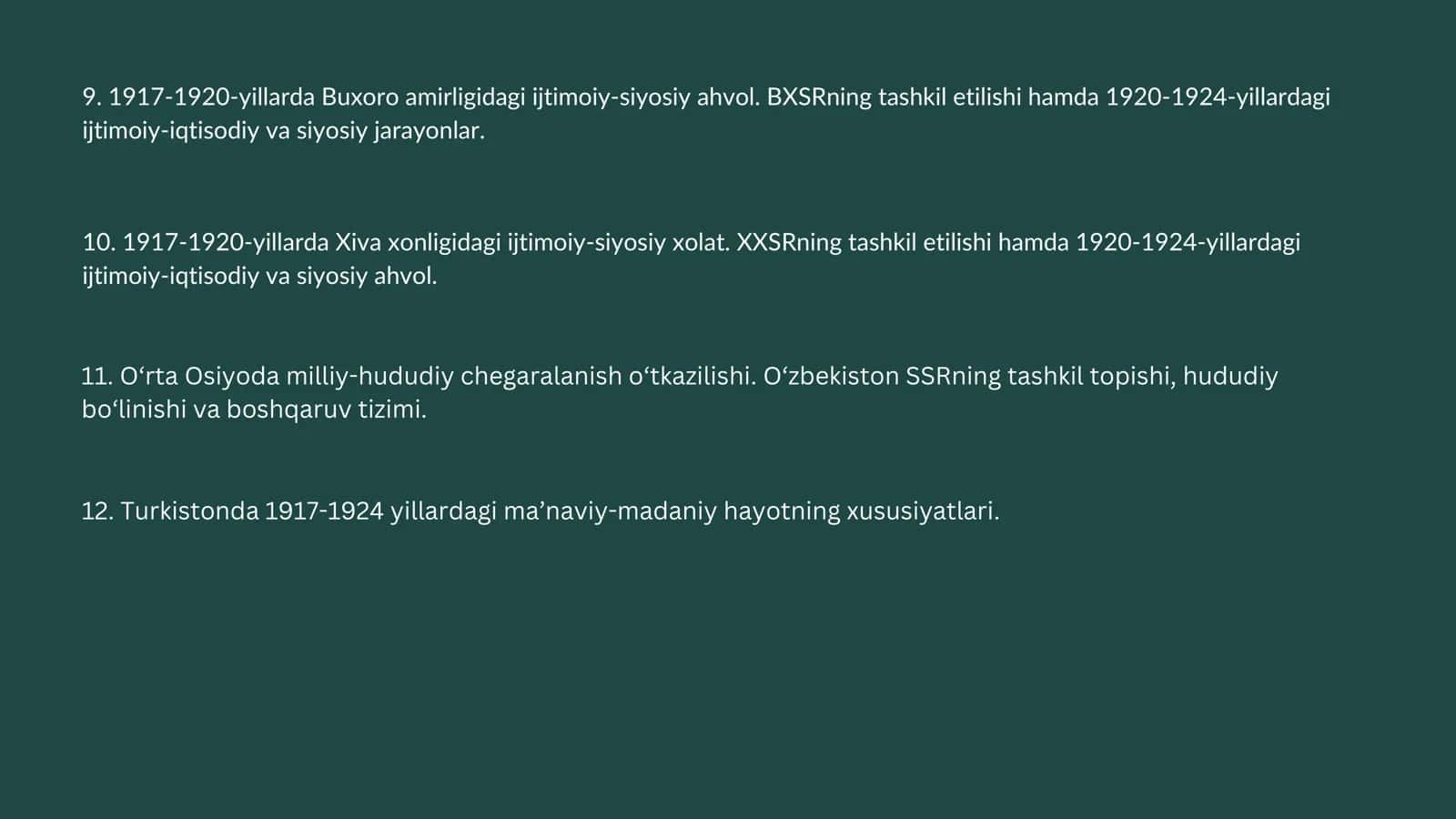 O‘zbekiston 1917 – 1924-yillarda siyosiy, ijtimoiy-iqtisodiy va madaniy hayot 3