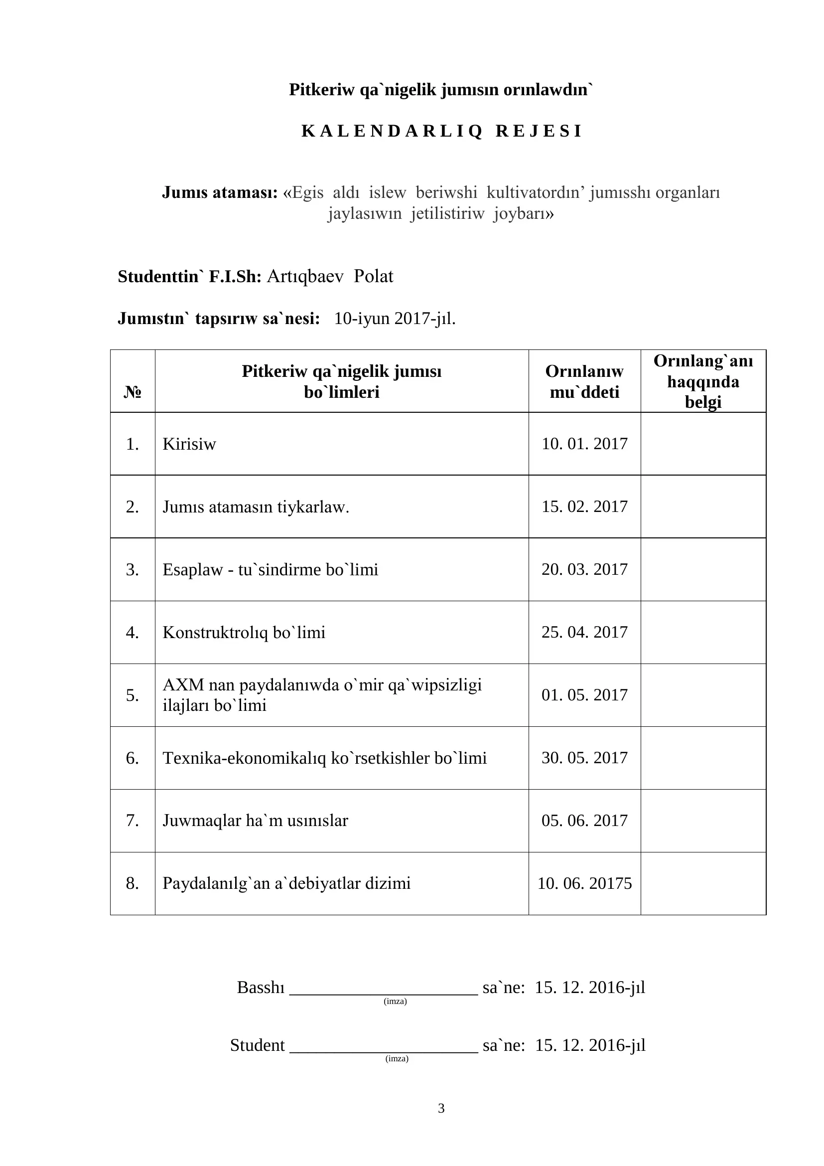 AWIL XOJALIG`IN MEXANIZATSIYALASTIRIW TA`LIM BAG`DARI 4 – KURS STUDENTI 3