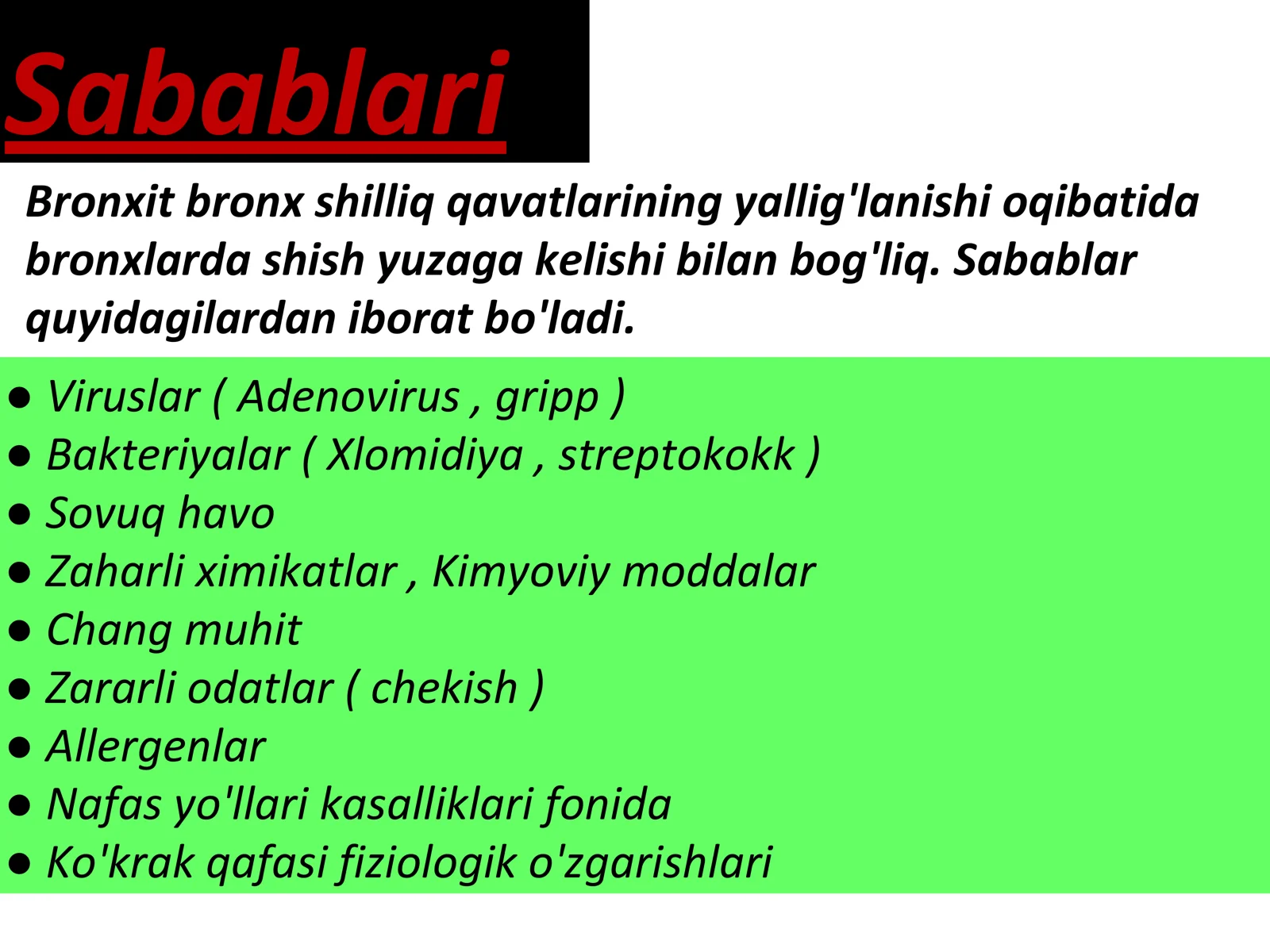 O'tkir Bronxit 3