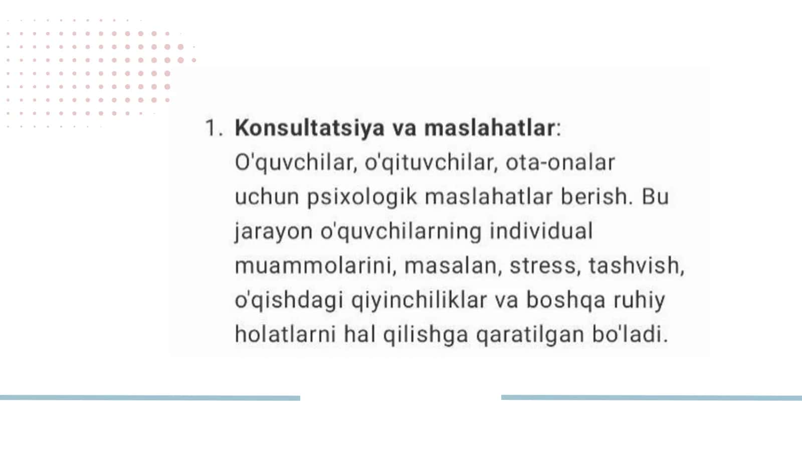 Ta'lim muassasalarida psixalogik  xizmat ko'rsatish 3