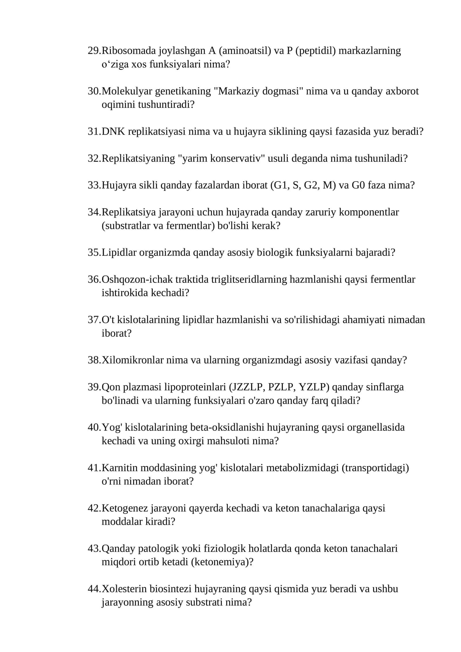BIOKIMYO fanidan (Nazariy) savollari 3