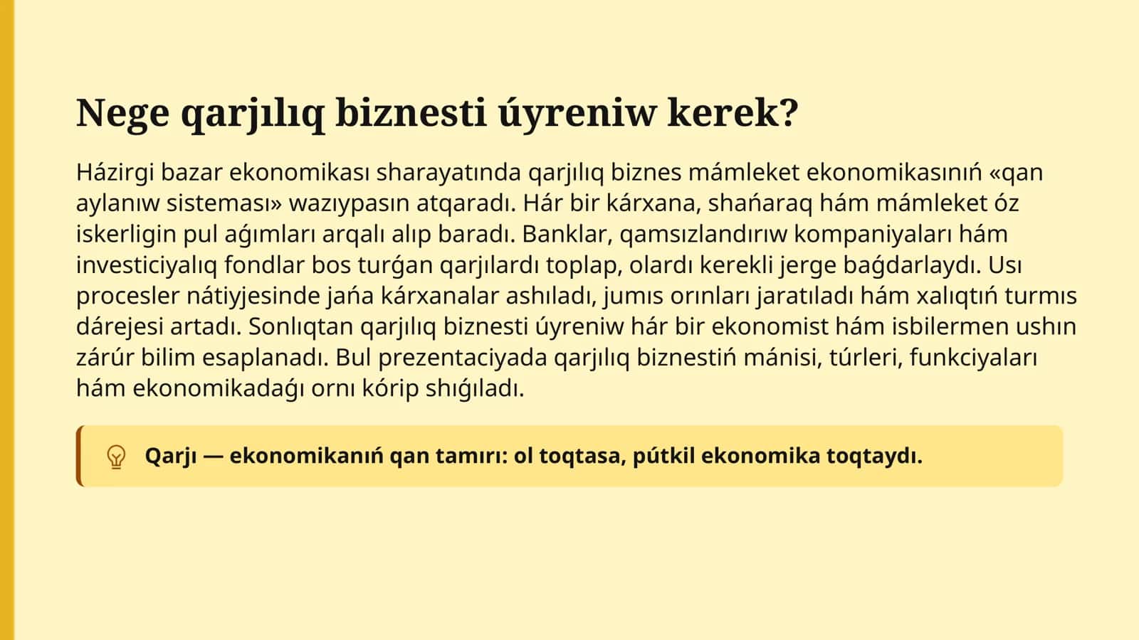 Qarjılıq biznes túsinigi, mazmunı hám ekonomikalıq áhmiyeti 3