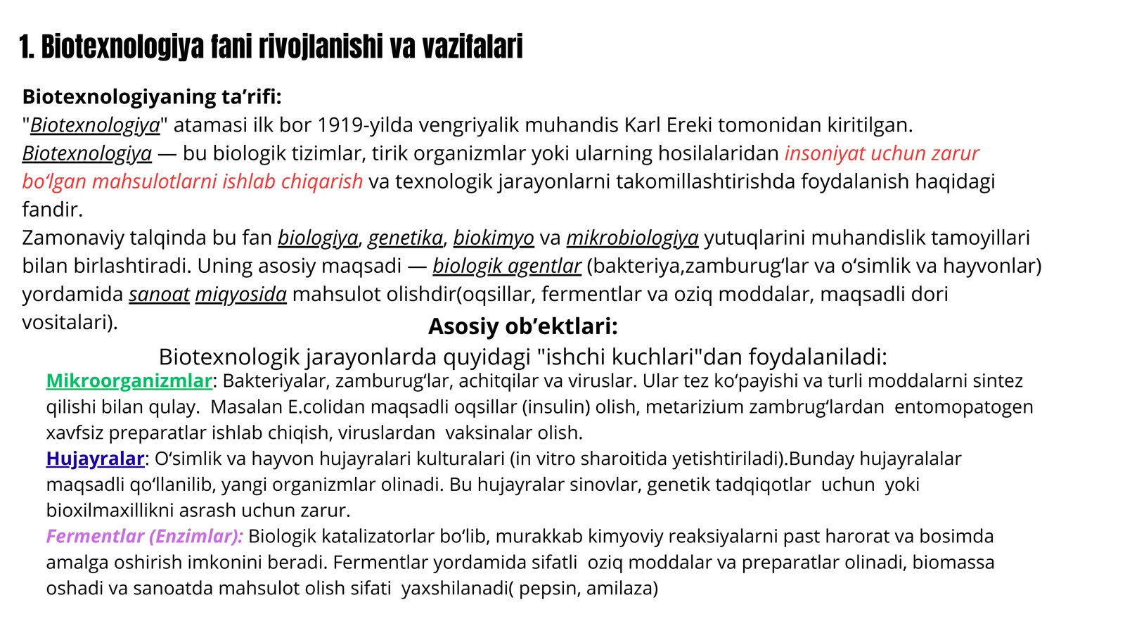 Biotexnologiya va biokimyo: tarixi, vazifalari va o‘zaro bog‘liqligi 3