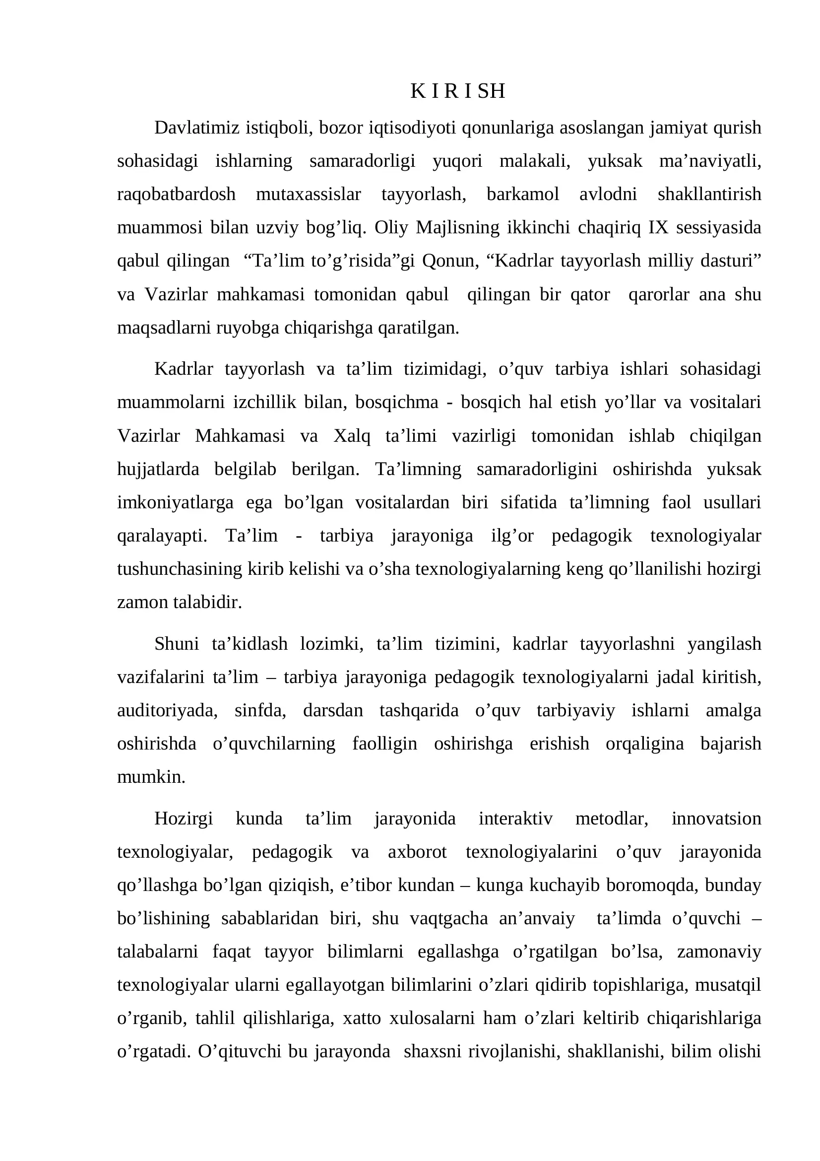 Pedagogika fanlarini o’qitish metodikasi 3