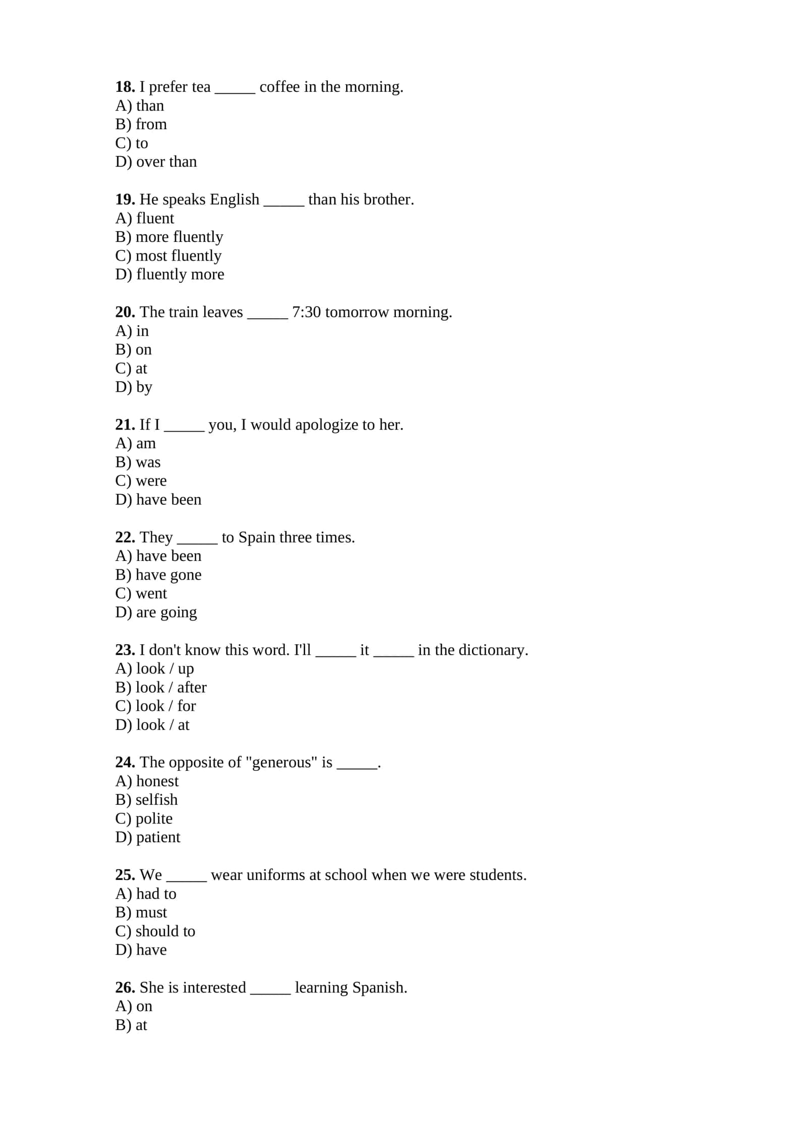 Ingliz tili — 50 ta Intermediate darajadagi test 3