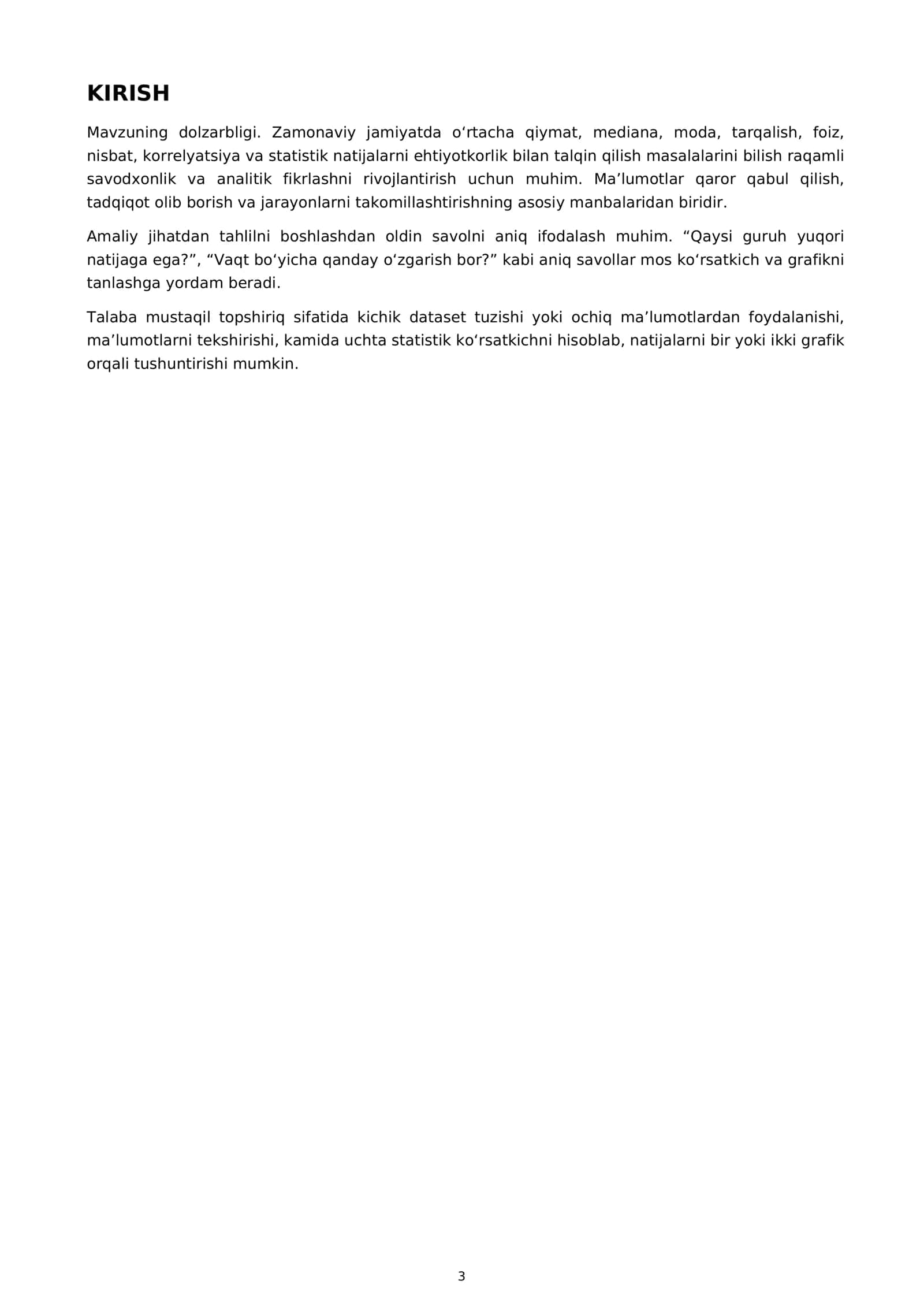 STATISTIK MA'LUMOTLARNI TUSHUNISH 3