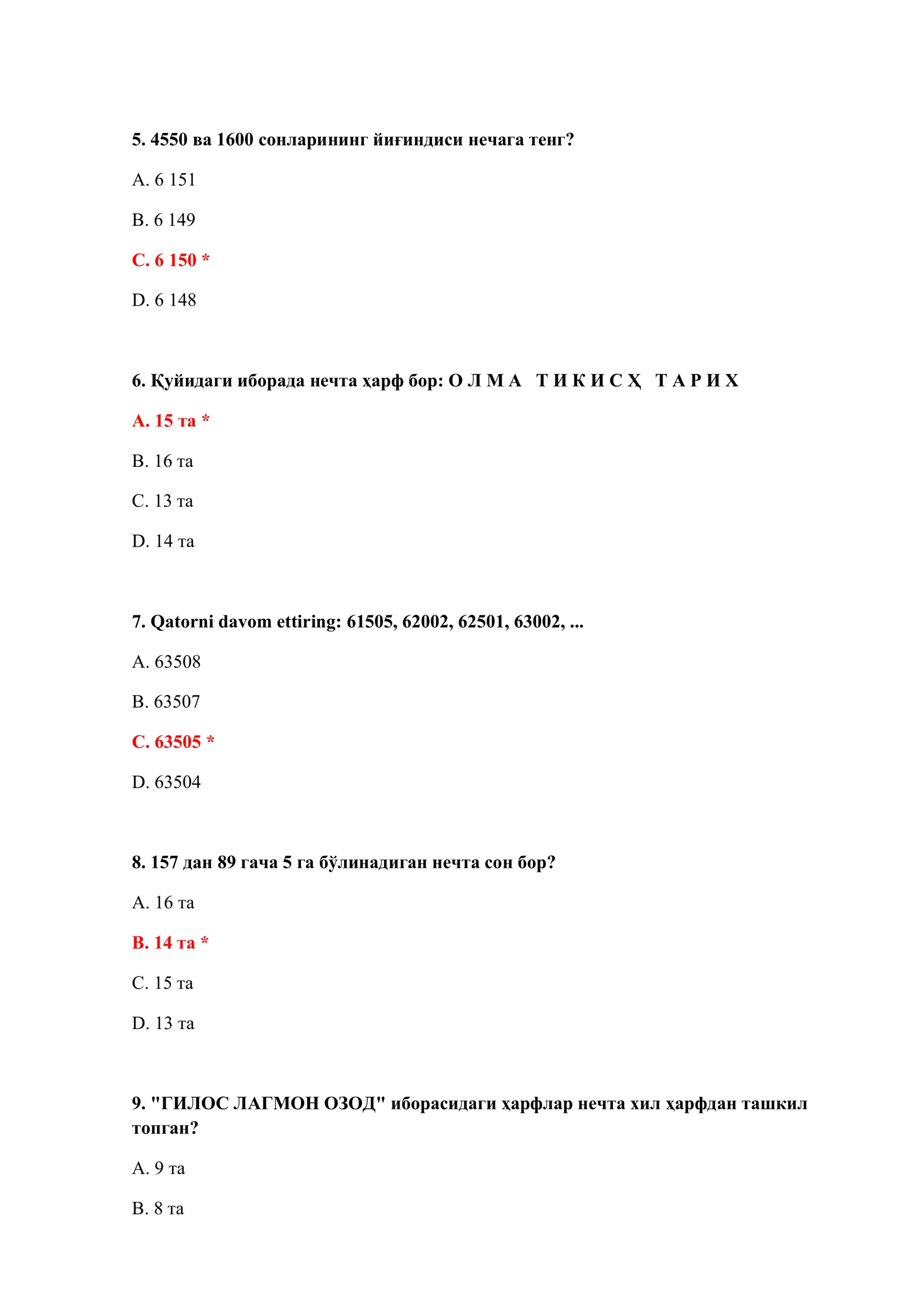 KIRISH SAVOLLARI TEST SAVOLLARI VA JAVOBLARI BILAN 3