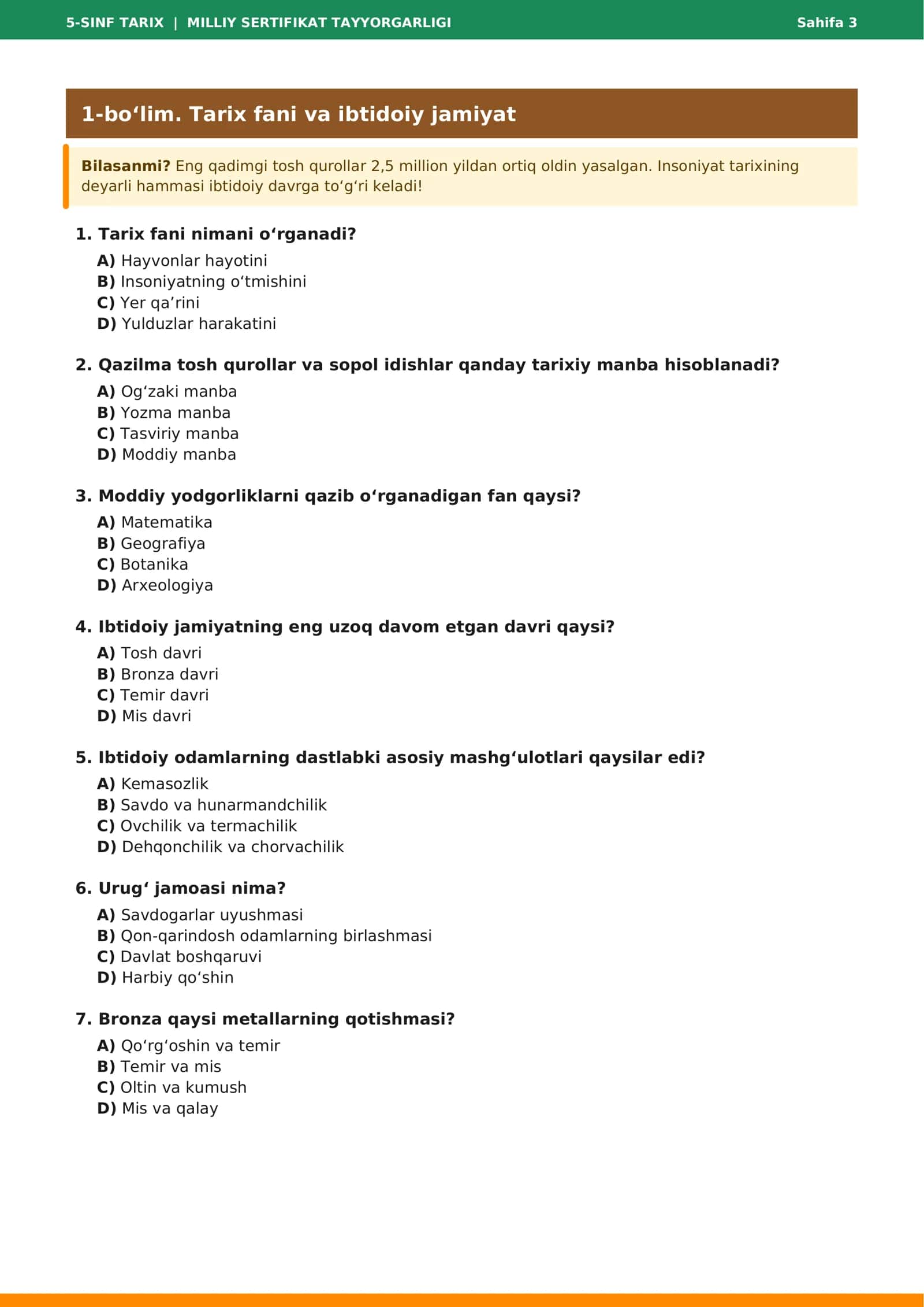 5-SINF TARIX | MILLIY SERTIFIKAT TAYYORGARLIGI 3