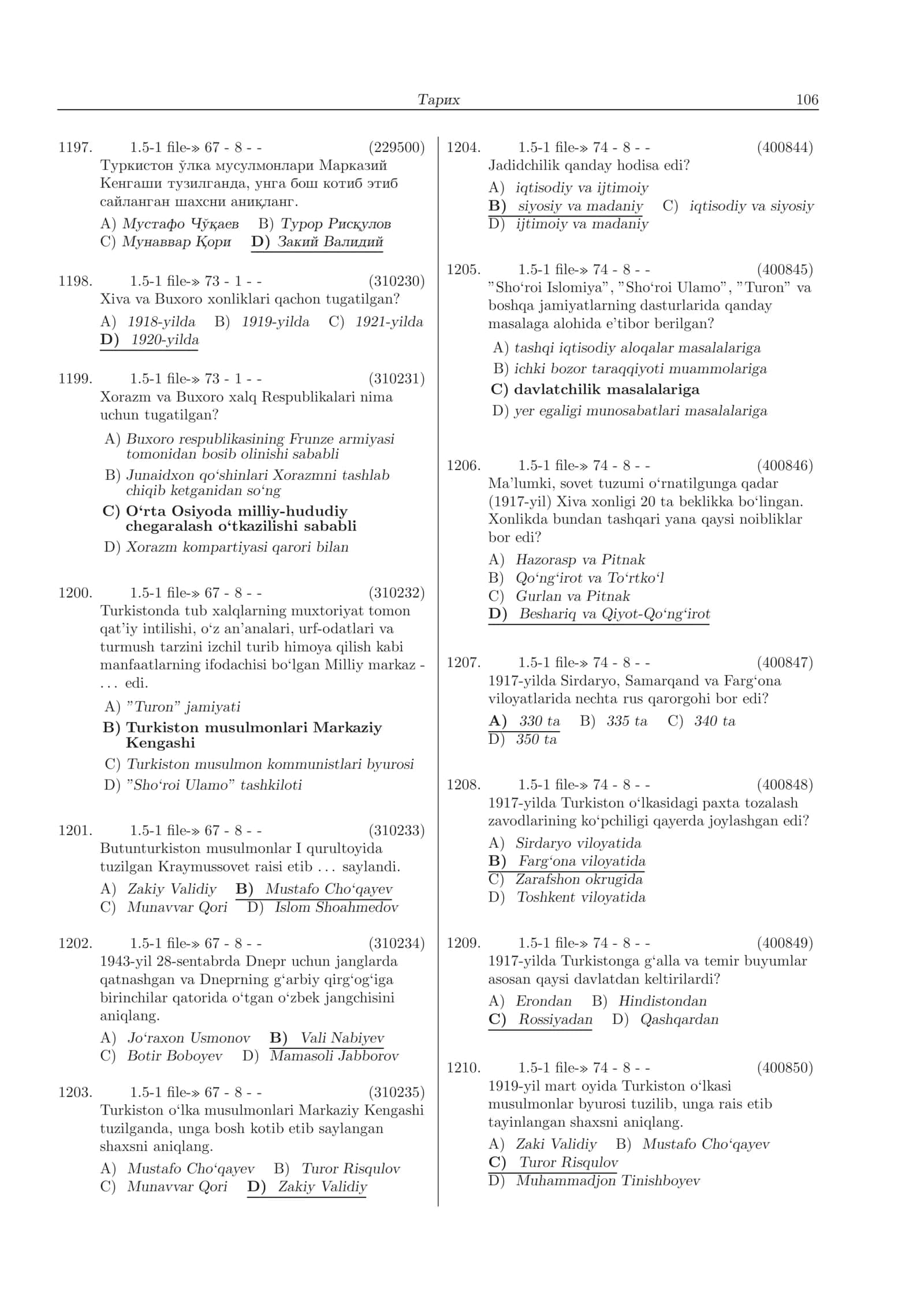 Ma’lumotlar bazasi test 3