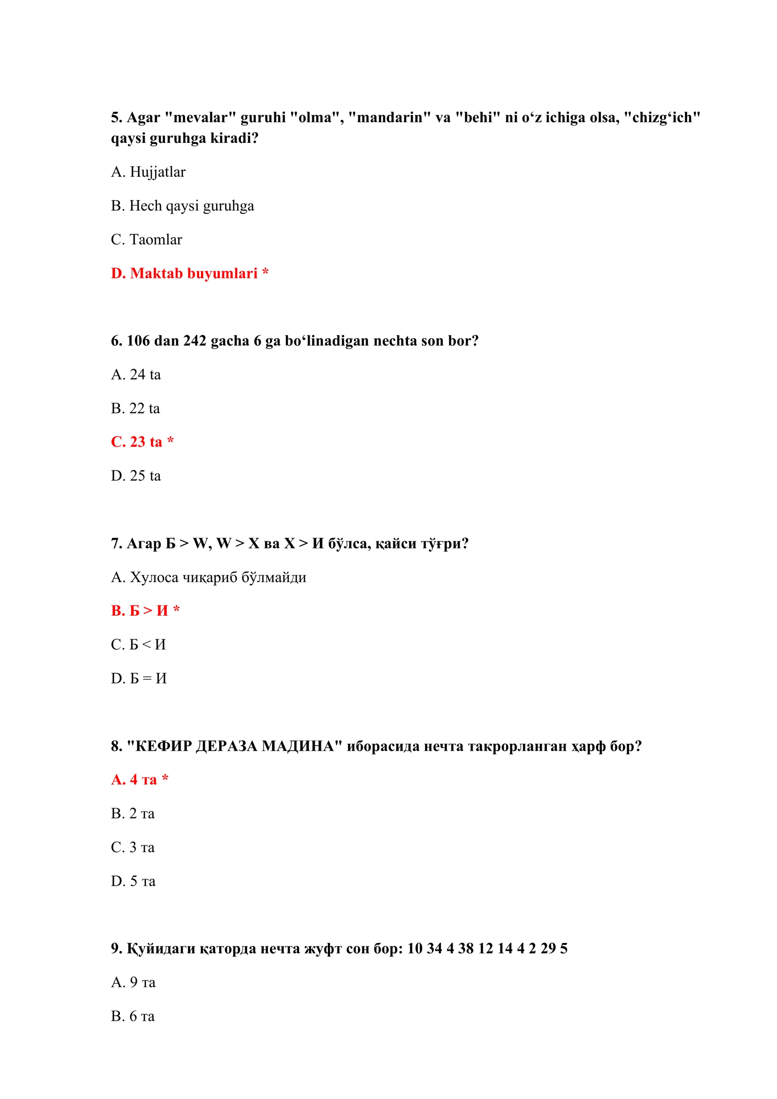 BOJXONA YANGI IMTIHON SAVOLLARI TEST SAVOLLARI VA JAVOBLARI BILAN 3