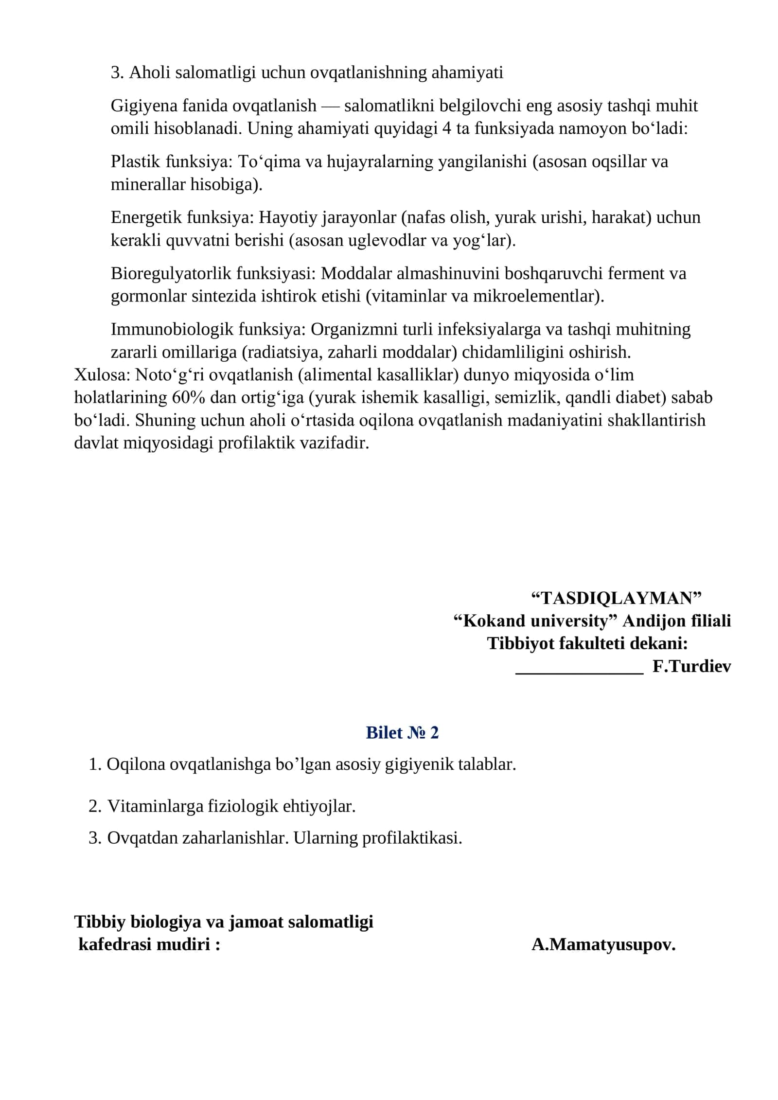 PEDIATRIYA ISHI DAVOLASH ISHI: GIGIYENA FANIDAN DAN ON SAVOLLARIGA JAVOBLAR: MALUMOTLAR GOOGLE ASOSIDA QISQACHA TARZDA TAYYORLANDI: 3