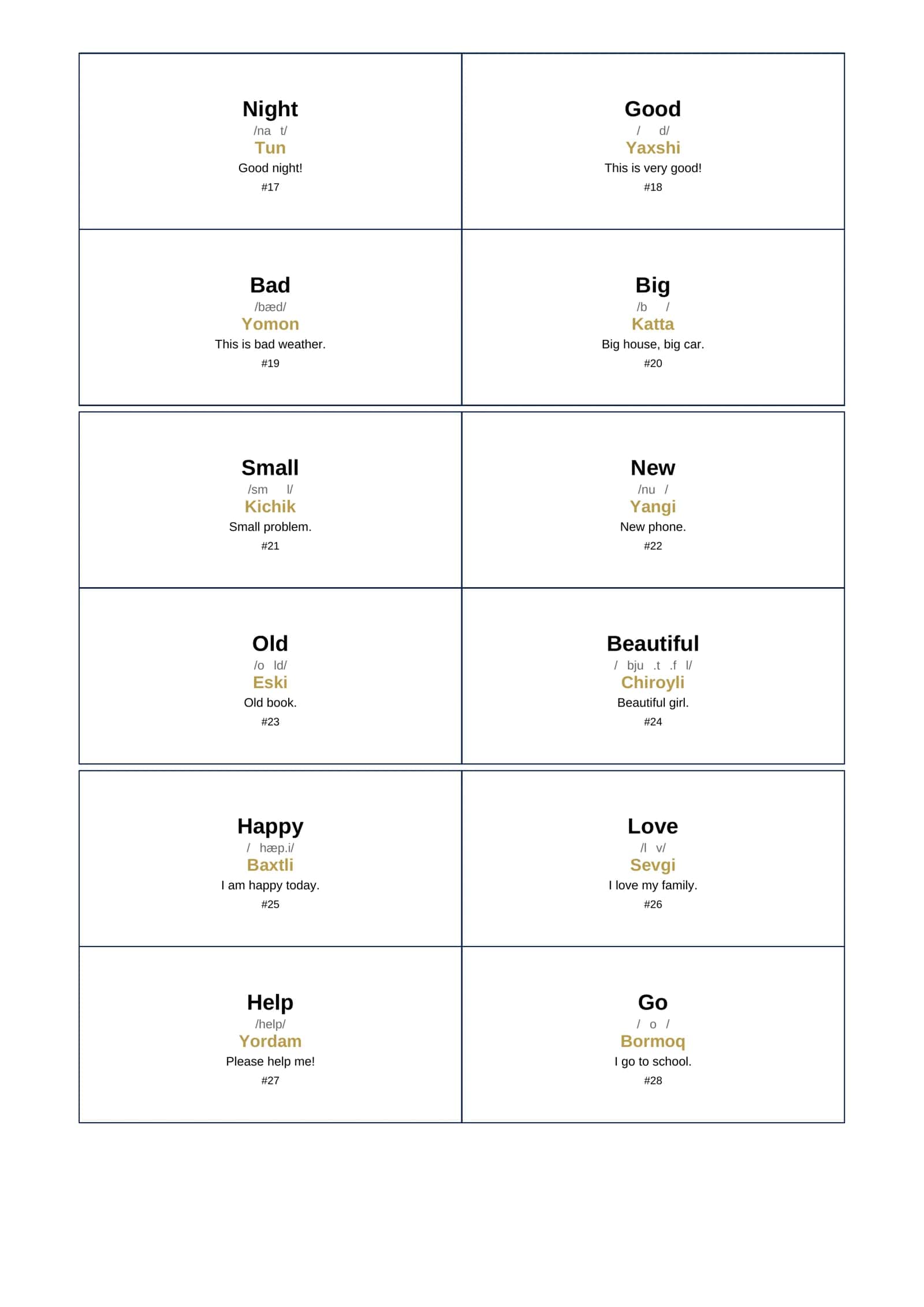 English Vocabulary Flashcards 3
