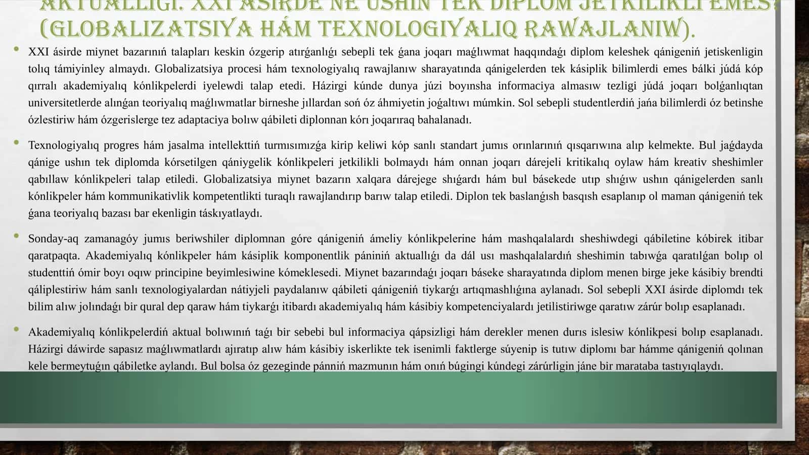 AKADEMIYALIQ KO'NLIKPELER HÁM KA'SIPLIK KOMPONENTLIK PÁNININ' AKTUALLIG‘I 3