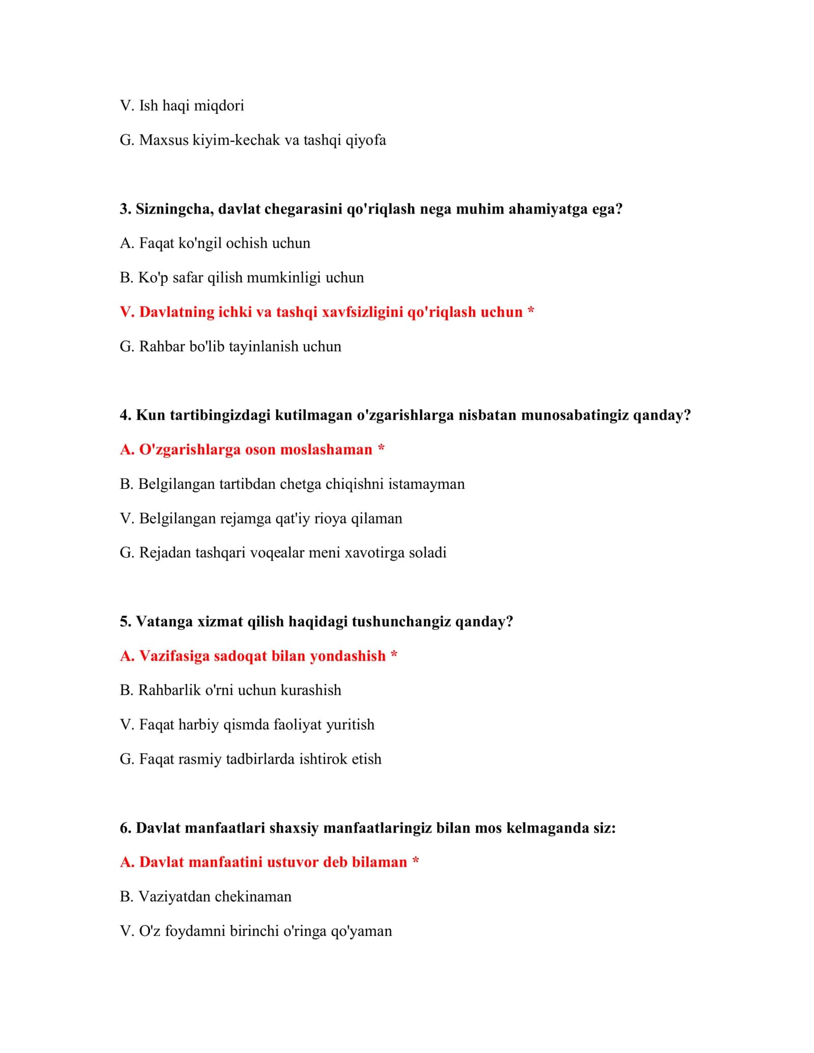 Bojxona ishga kirish - Suhbat uchun Psixologik Test Savollari 3