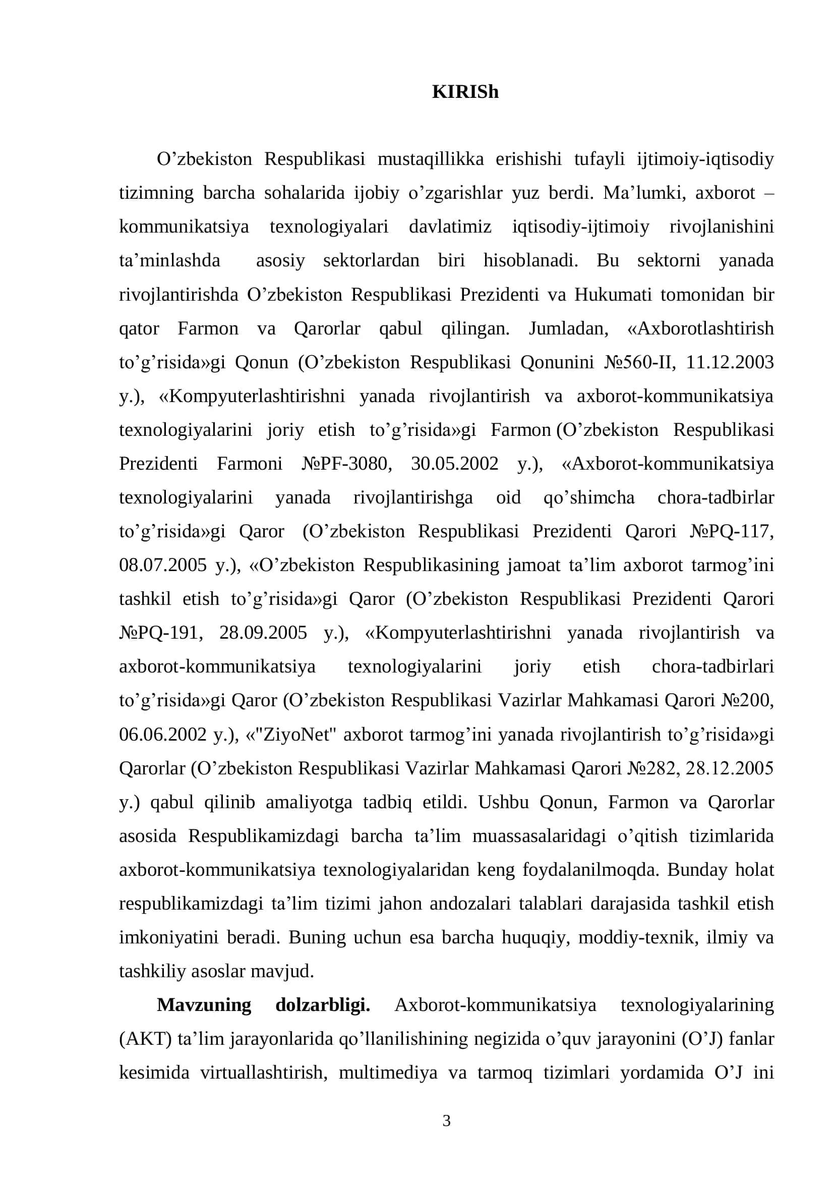 DJULANOV BEHZOD RAYIMBERDIEVIChNING 5480100 – Amaliy matematika va informatika ta’lim yo’nalishi bo’yicha bakalavr darajasini olish uchun “KASB-HUNAR KOLLEJLARIDA INFORMATIKA FANINI O’QITISHDA VIRTUAL LABORATORIYALARDAN FOYDALANISH” mavzusidagi BITIRUV MALAKAVIY ISHI 3