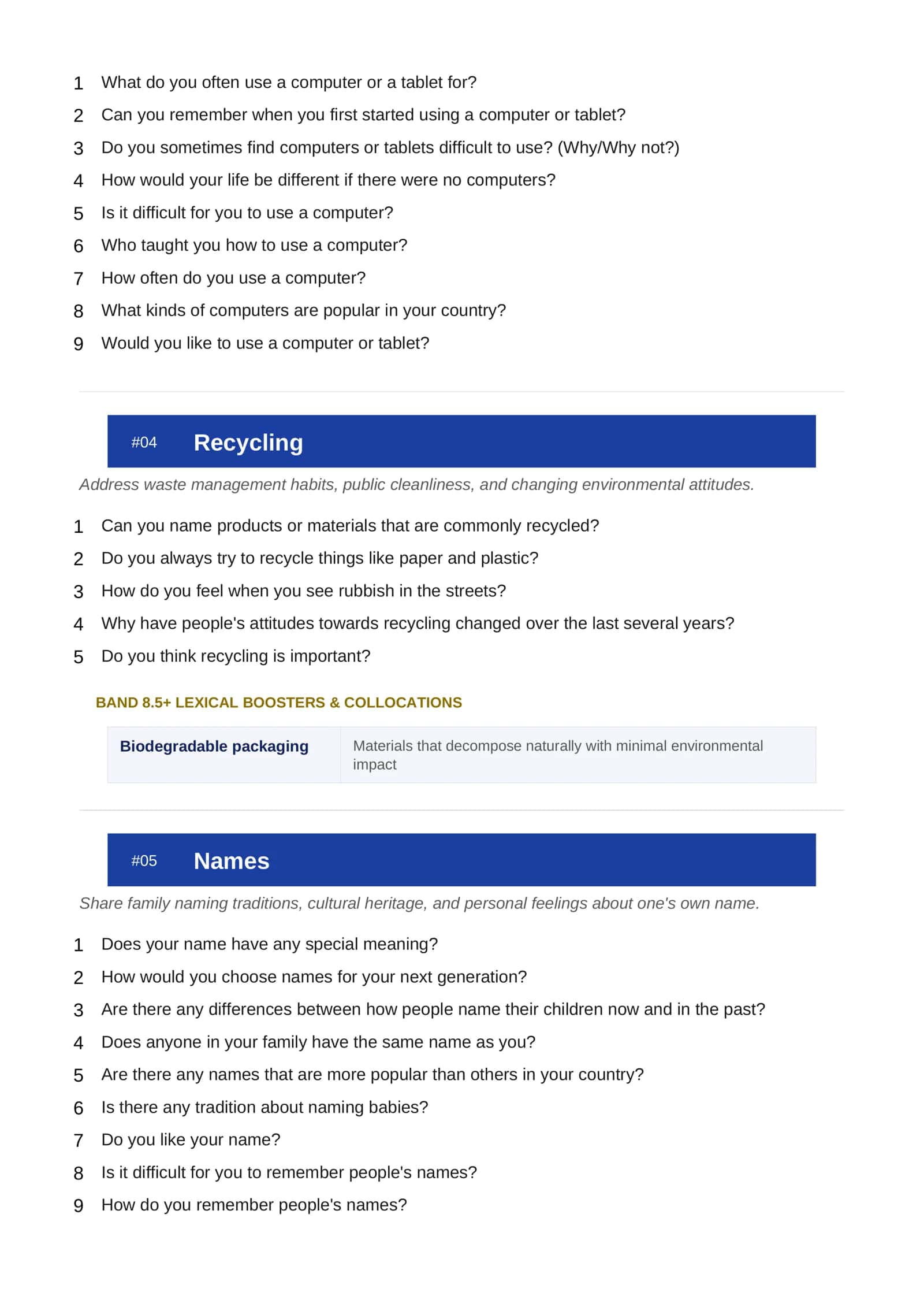 IELTS Speaking Part 1 Forecast Q3 2026 (September – December) 3