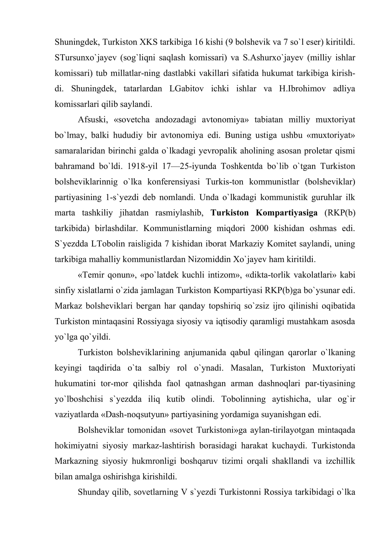 O`lkaning «sovetcha andozadagi avtonomiya» asosida boshqarilishi va Turkiston sovet respublikasining tuzilishi 3
