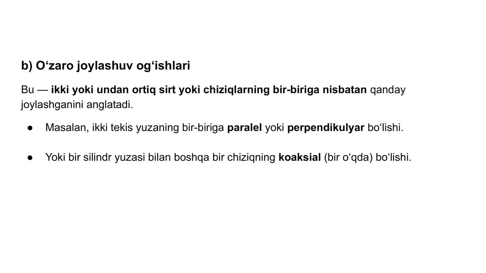 Silindrsimon va tekis yuzalarning shakllaridan va o‘zaro joylashuvlaridan og‘ishlarini nazorat qilish 3