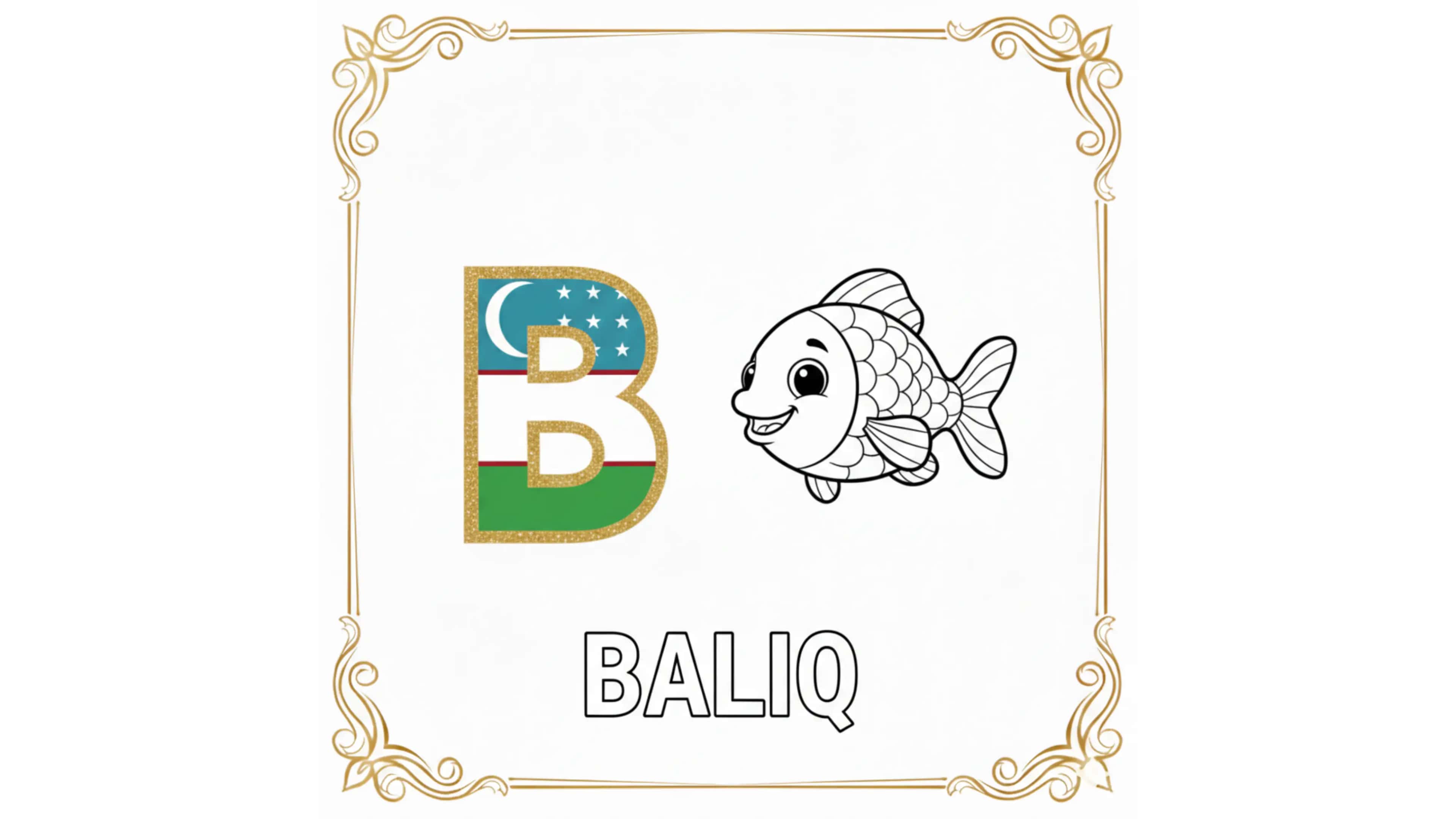 O'zbek Alifbosi - Bo'yash va O'rganish Kitobchasi 3