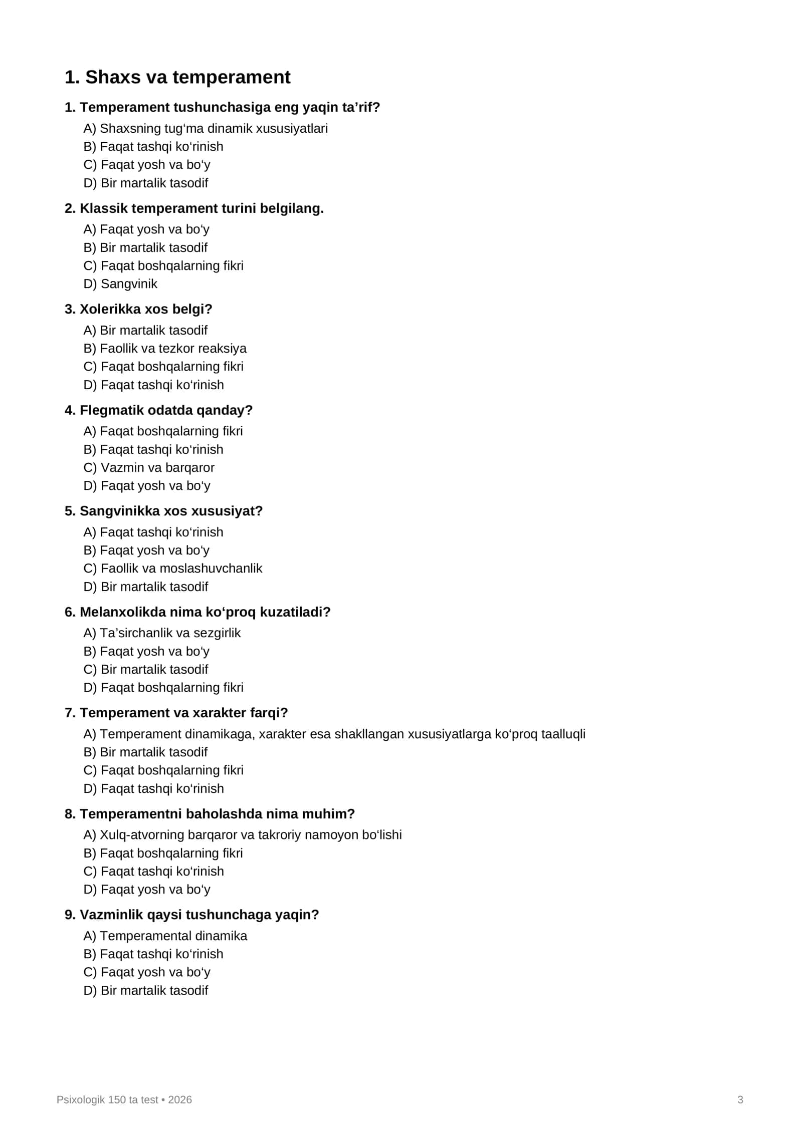 PSIXOLOGIYA 150 TA PSIXOLOGIK TEST 3