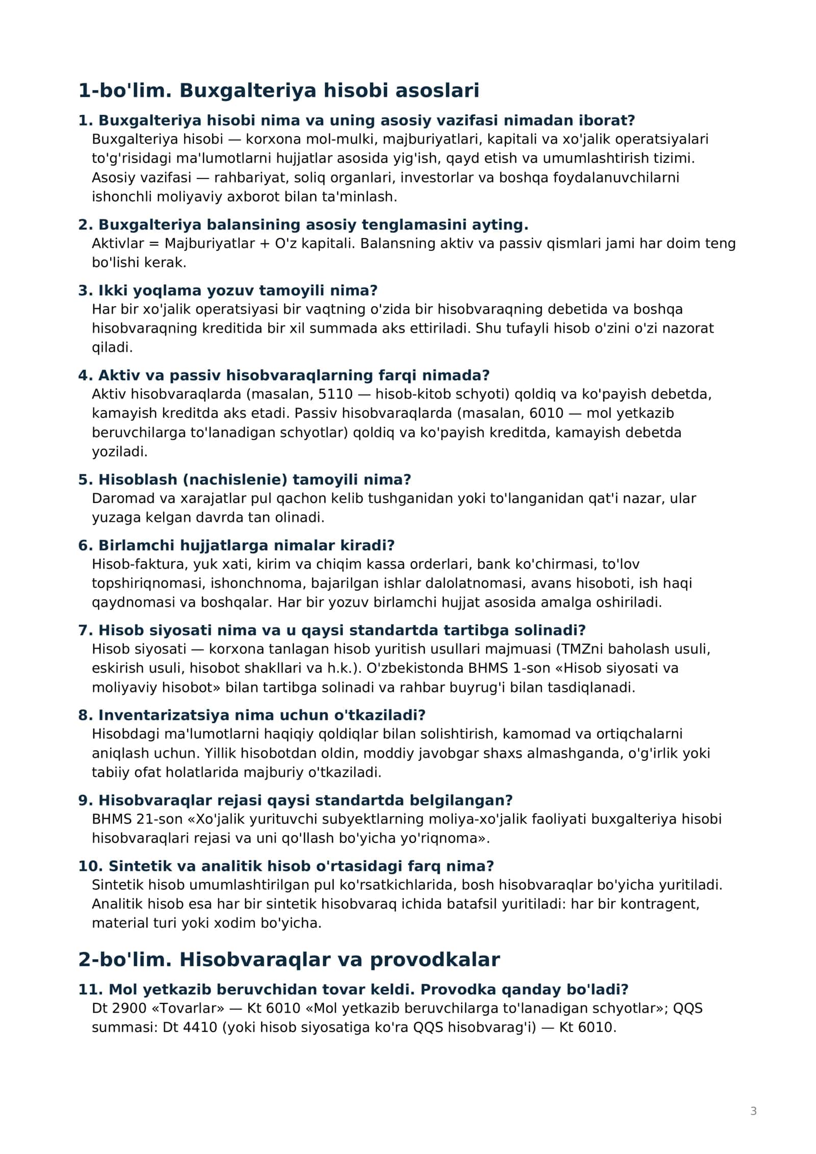 Buxgalter lavozimiga ishga kirish: 58 ta suhbat savoli va javoblari 2026 (provodkalar, soliqlar, hisobot) 3