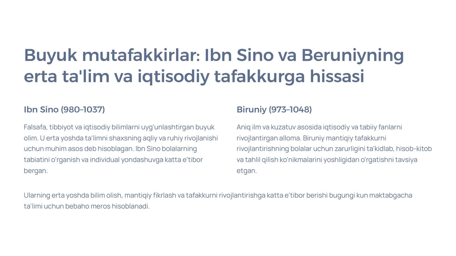 3-mavzu: Markaziy Osiyo mutafakkirlarining iqtisodiy tarbiyaga oid qarashlarining maktabgacha yoshdagi bolalar tarbiyasida tutgan o»rni 3