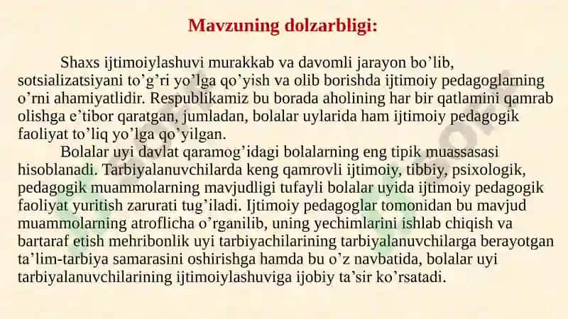 Bolalar uyida ijtimoiy pedagogik faoliyat olib borish 3