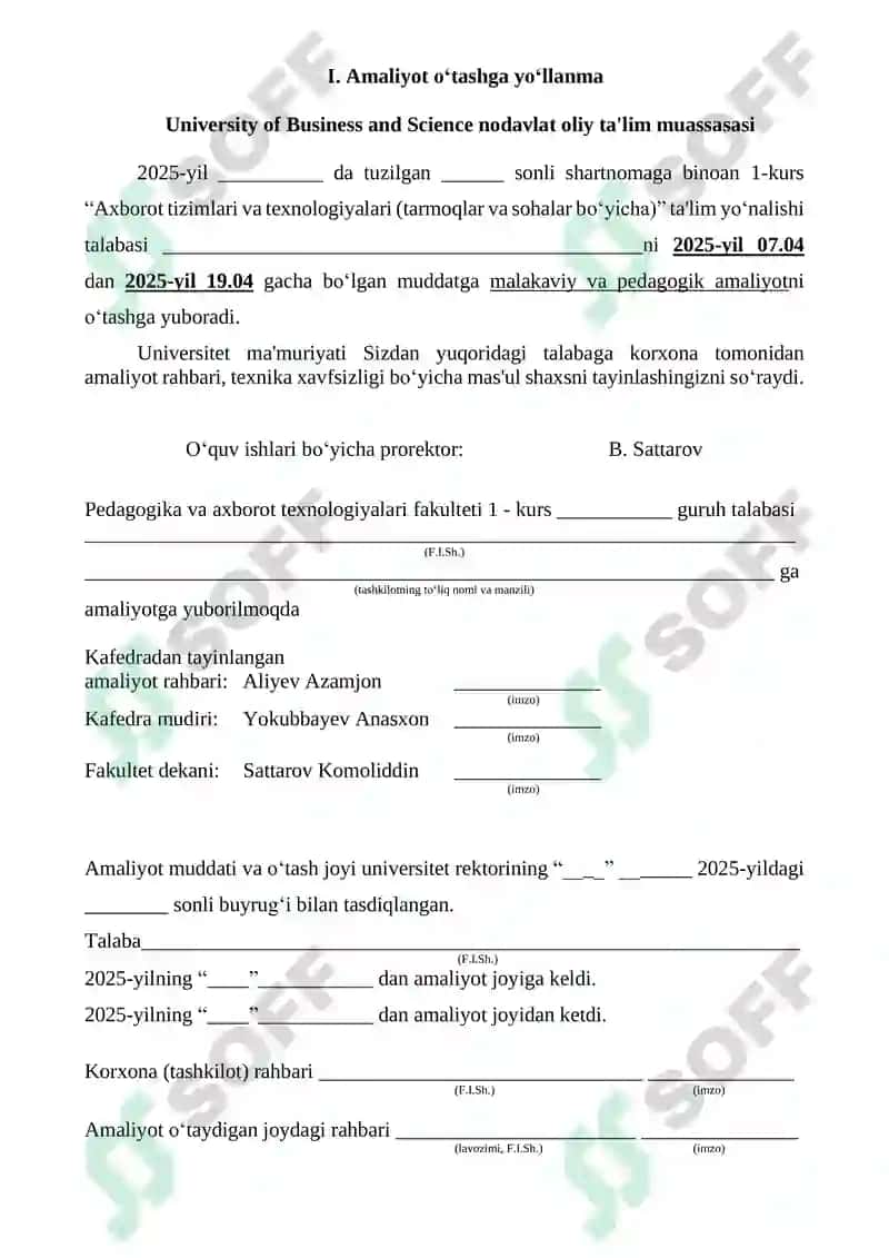 Axborot tizimlari va texnologiyalari (tarmoqlar va sohalar bo‘yicha) ta’lim yo’nalishi 3