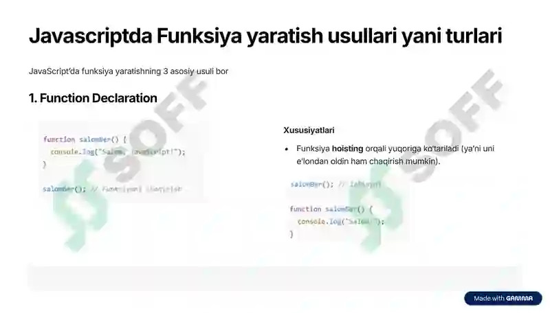 JavaScriptda Funksiyalar va massivlar 3