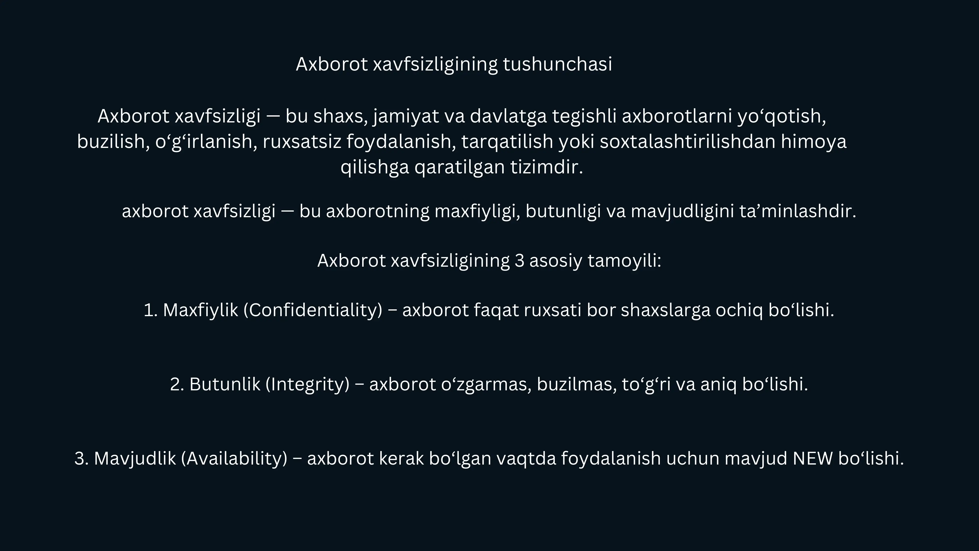 O‘ZBEKISTONDA AXBOROT XAVFSIZLIGINING MANAVIY VA HUQUQIY ASOSLARI 3