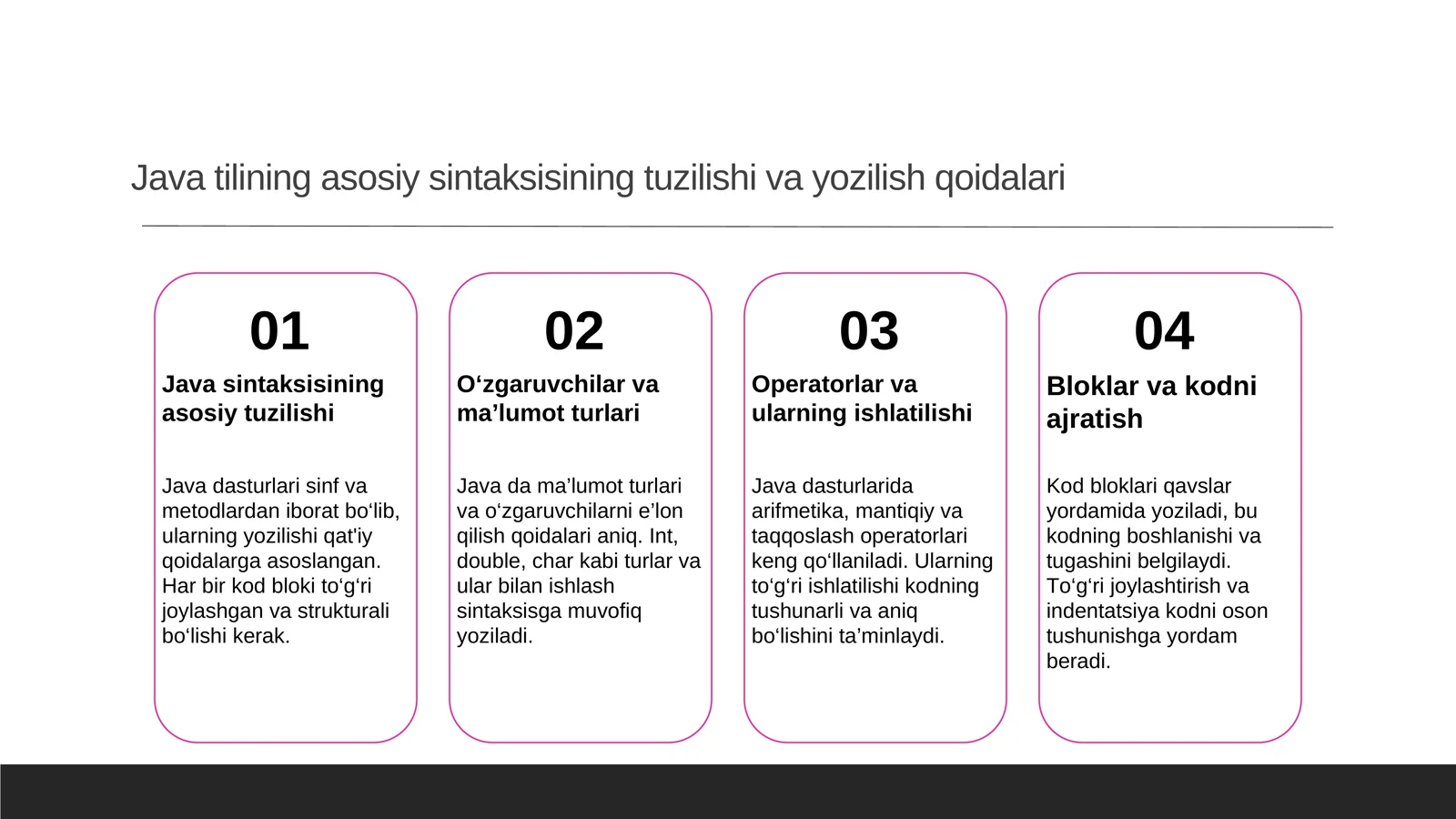 Java tilining asosiy elementlarini tahlil qilish 3