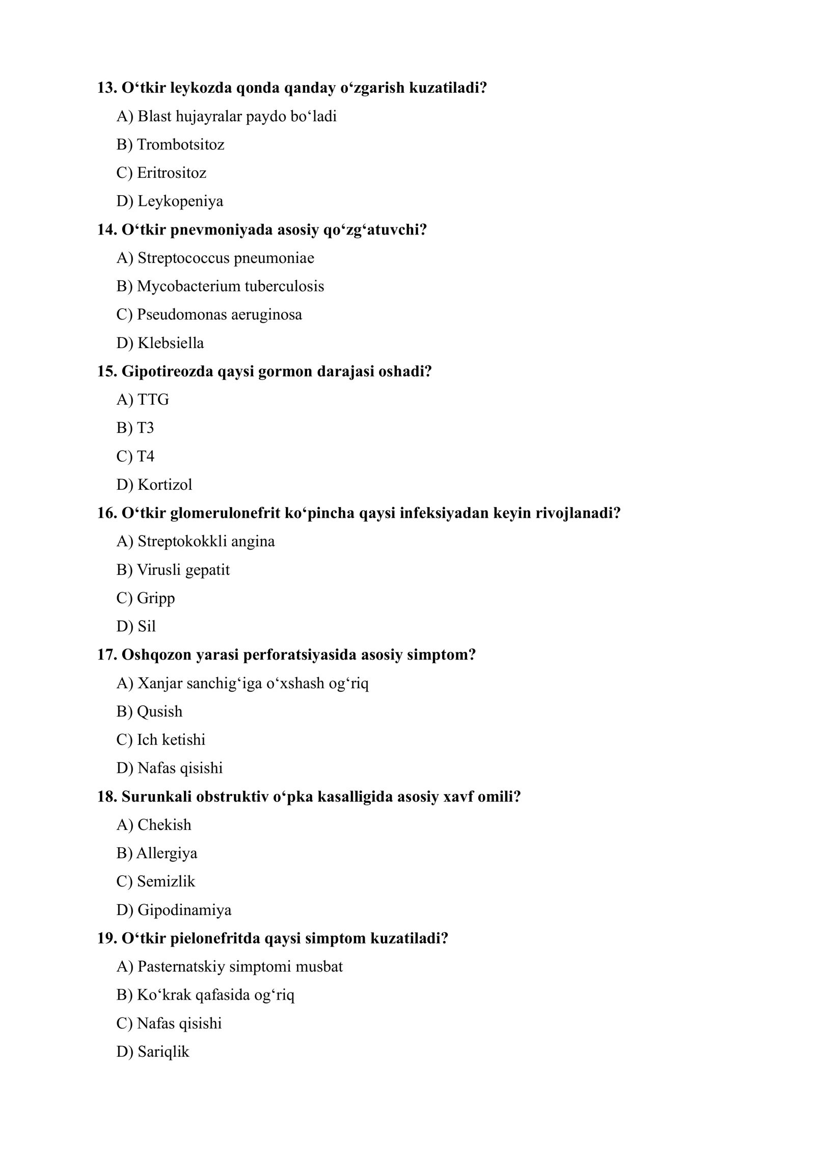 ORDINATURA (TIBBIYOT) TESTLARI TO‘PLAMI 3