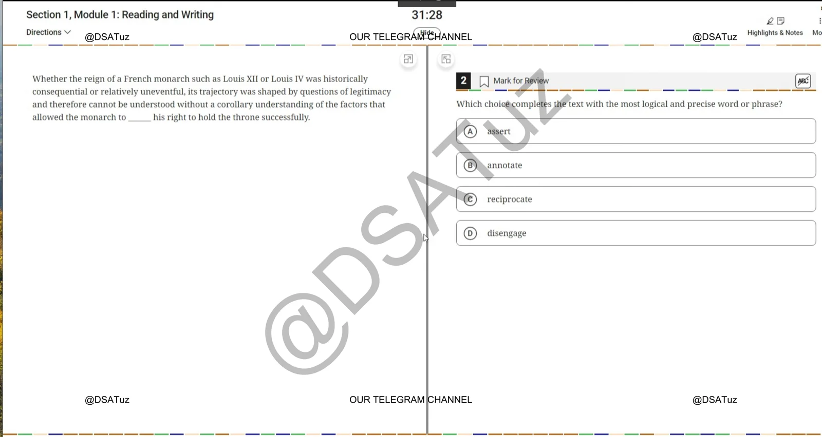 Digital SAT Actual Test with Key 3