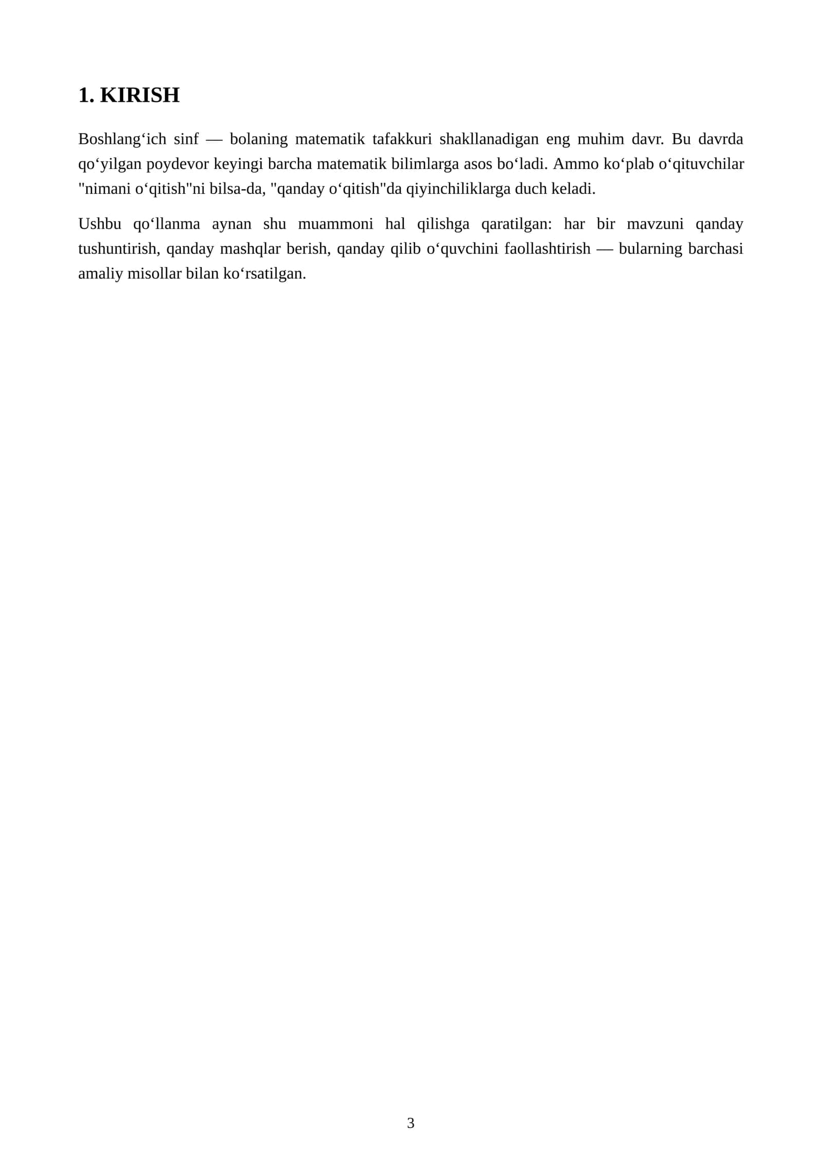 BOSHLANG‘ICH SINF MATEMATIKASINI O‘QITISH METODIKASI 3