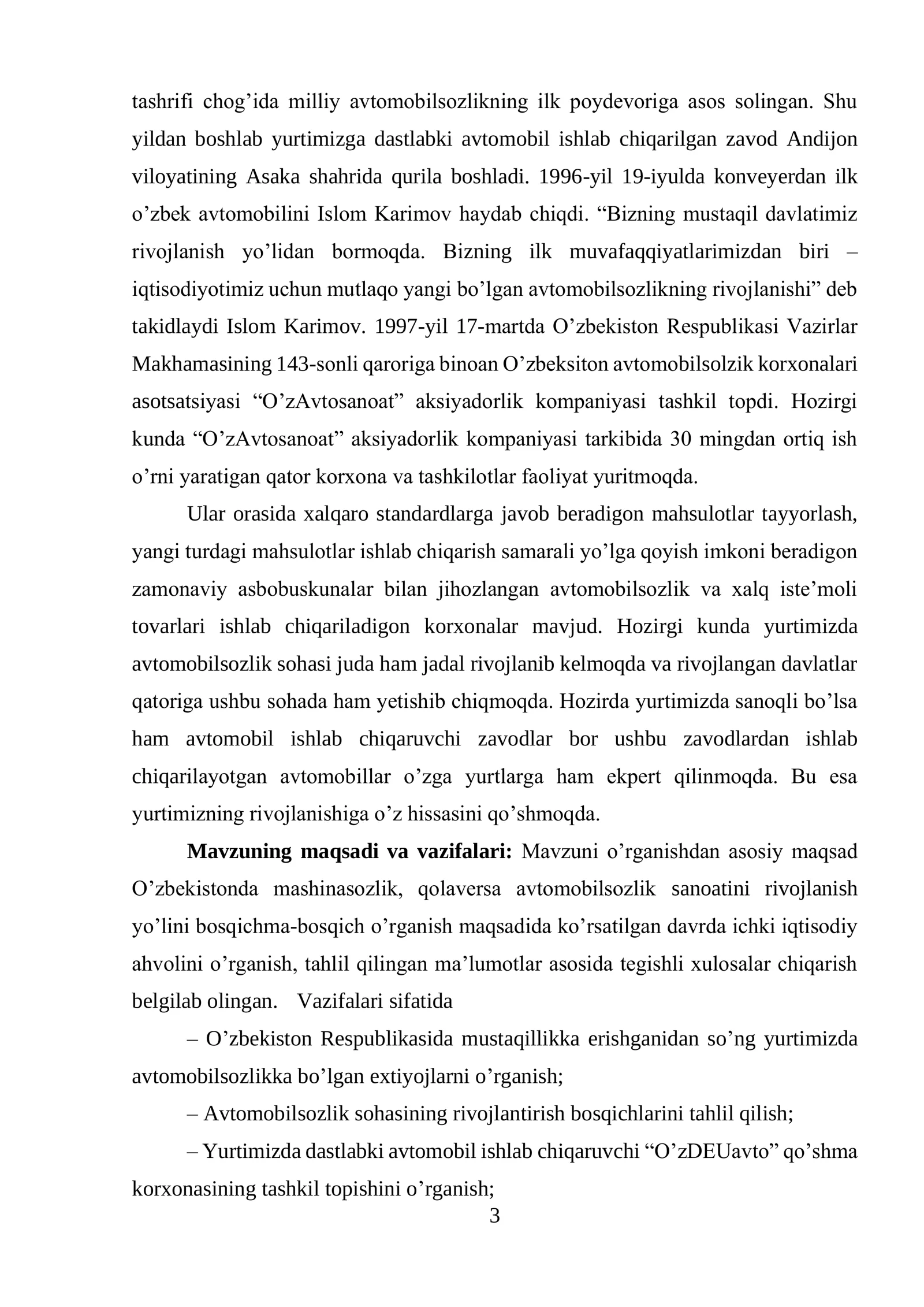 Mustaqillik yillarda avtomobilsozlik 3