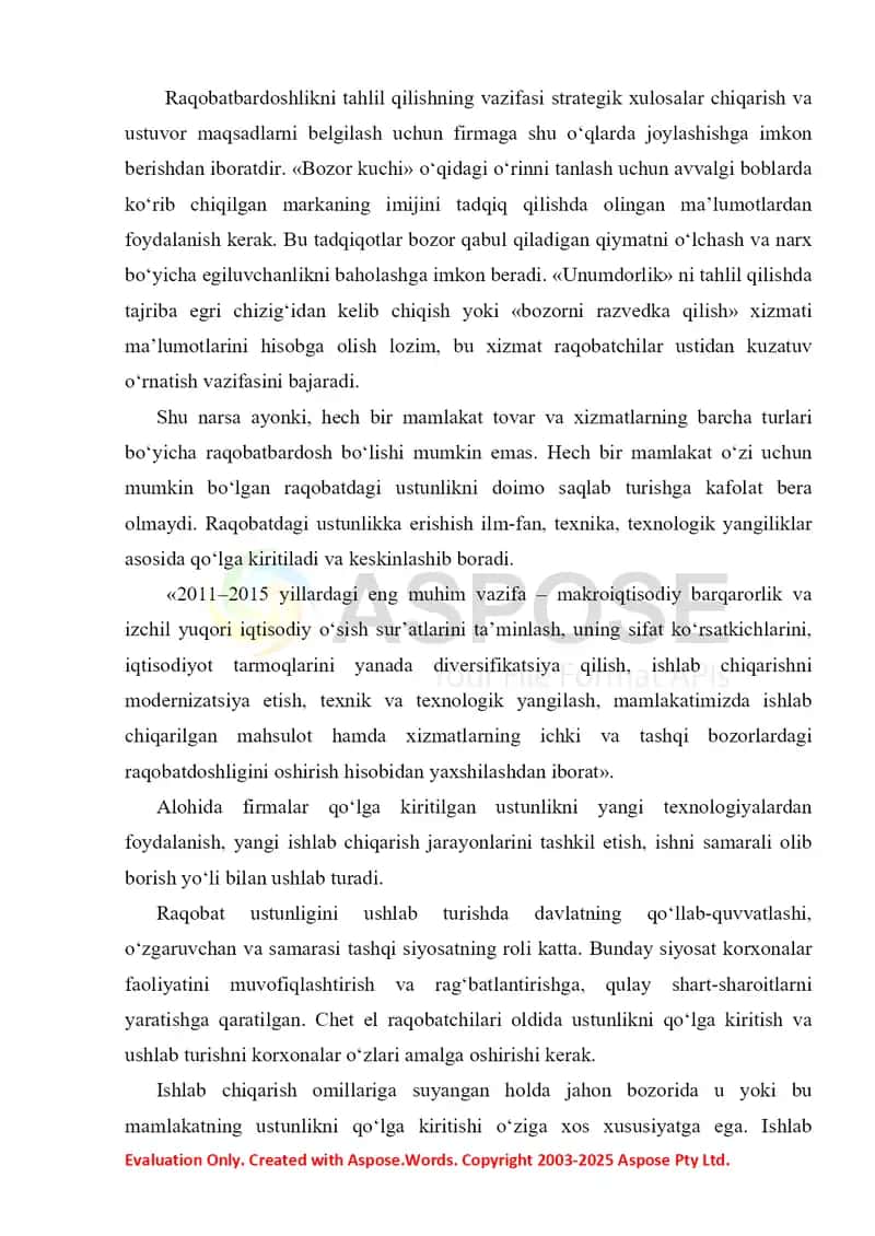 Raqobatli ustunliklar va uni egallash konsepsiyasi 4