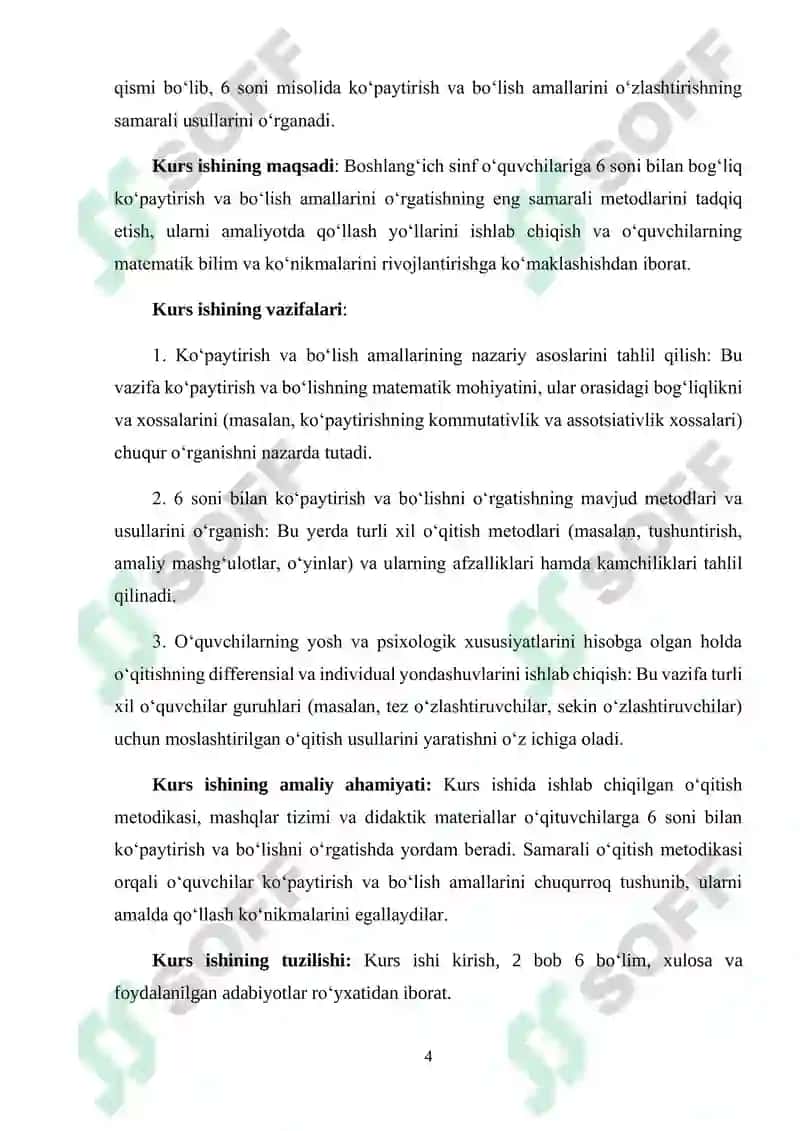 "6 Sonini Ko'paytirish va 6 ga Ko'paytirishni O'rgatish Metodikasi" 4