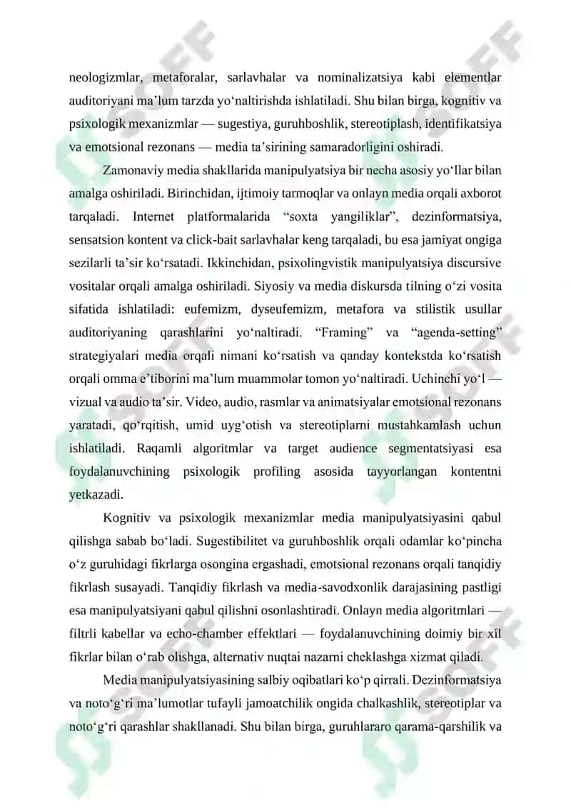 TELEVIDENIYEDAGI AXBOROT OQIMLARI: MANIPULYATIV TEXNOLOGIYALAR VA ULARNING PSIXOLOGIK MEXANIZMLARI 4
