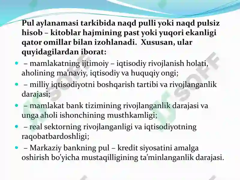 Pul aylanishi va uning tarkibi 5