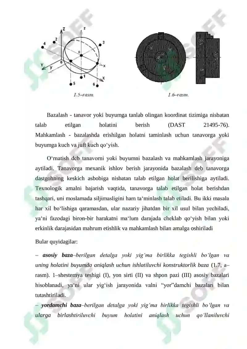 Detalga mexanik ishlov berish uchun texnologik bazalarni tanlash 6